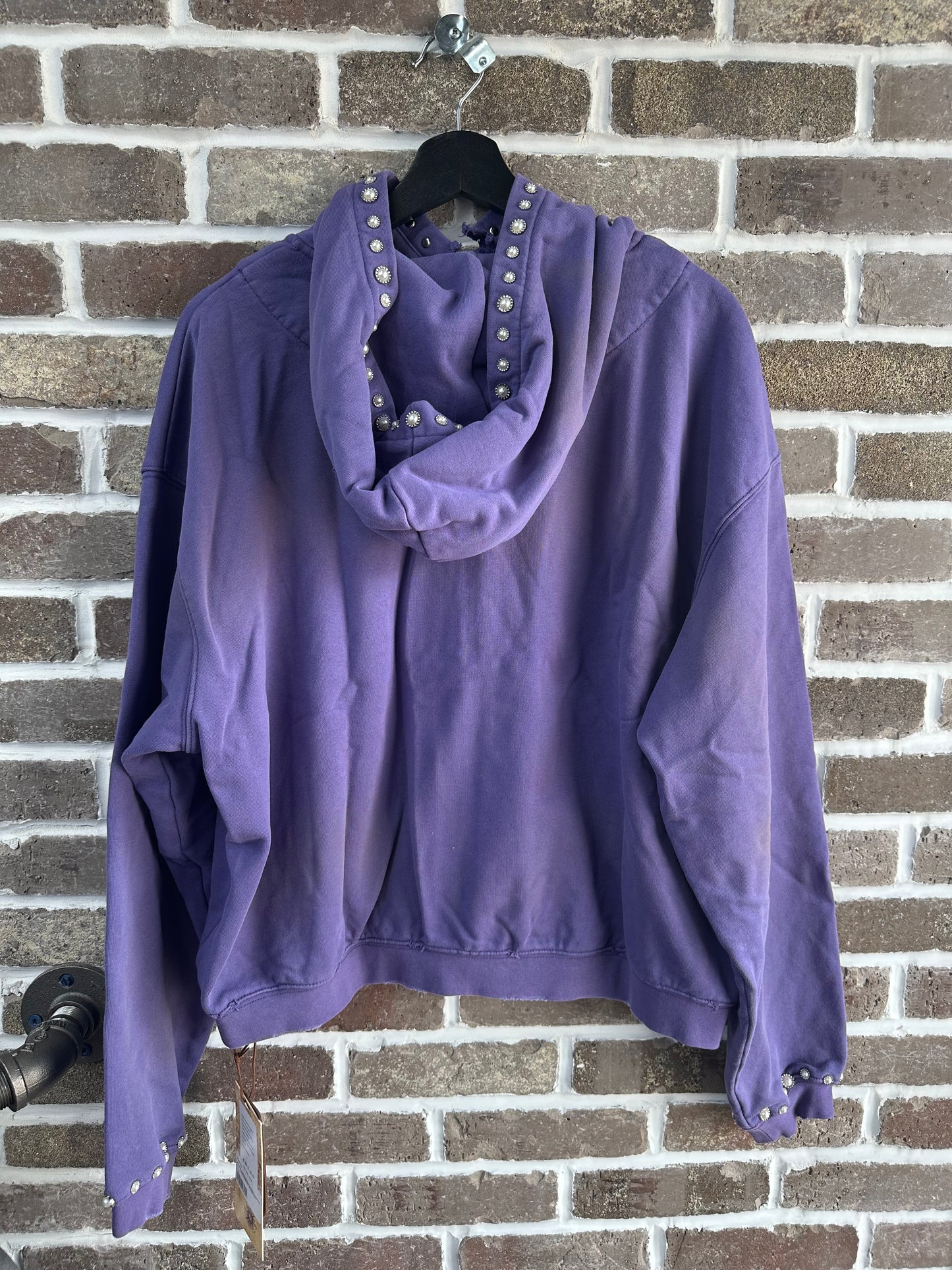 Birth Of Royal Child Blue Pearl Studded Zip Up Hoodie