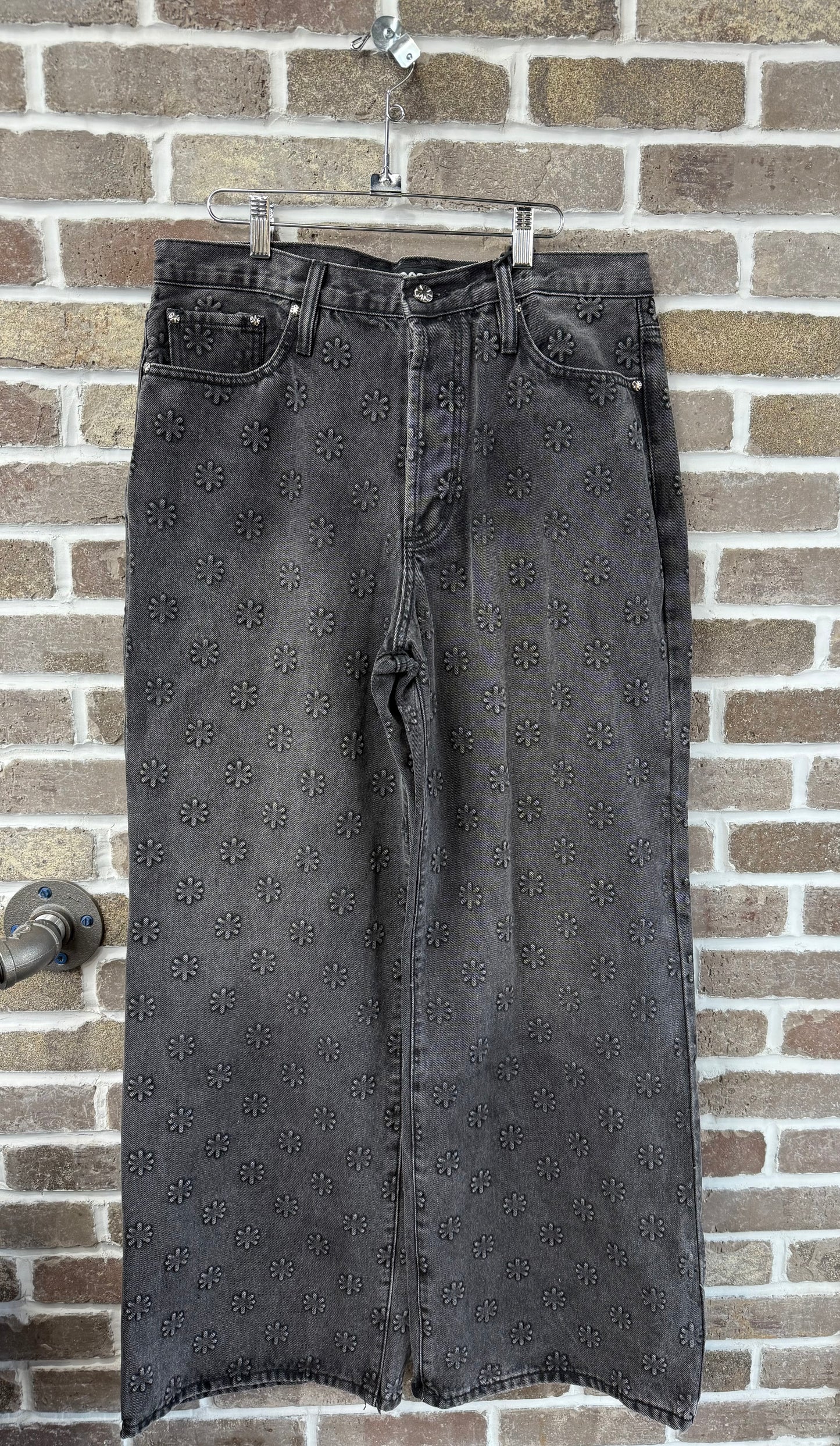 Lost Shdws Embossed Logo Black Denim Jeans