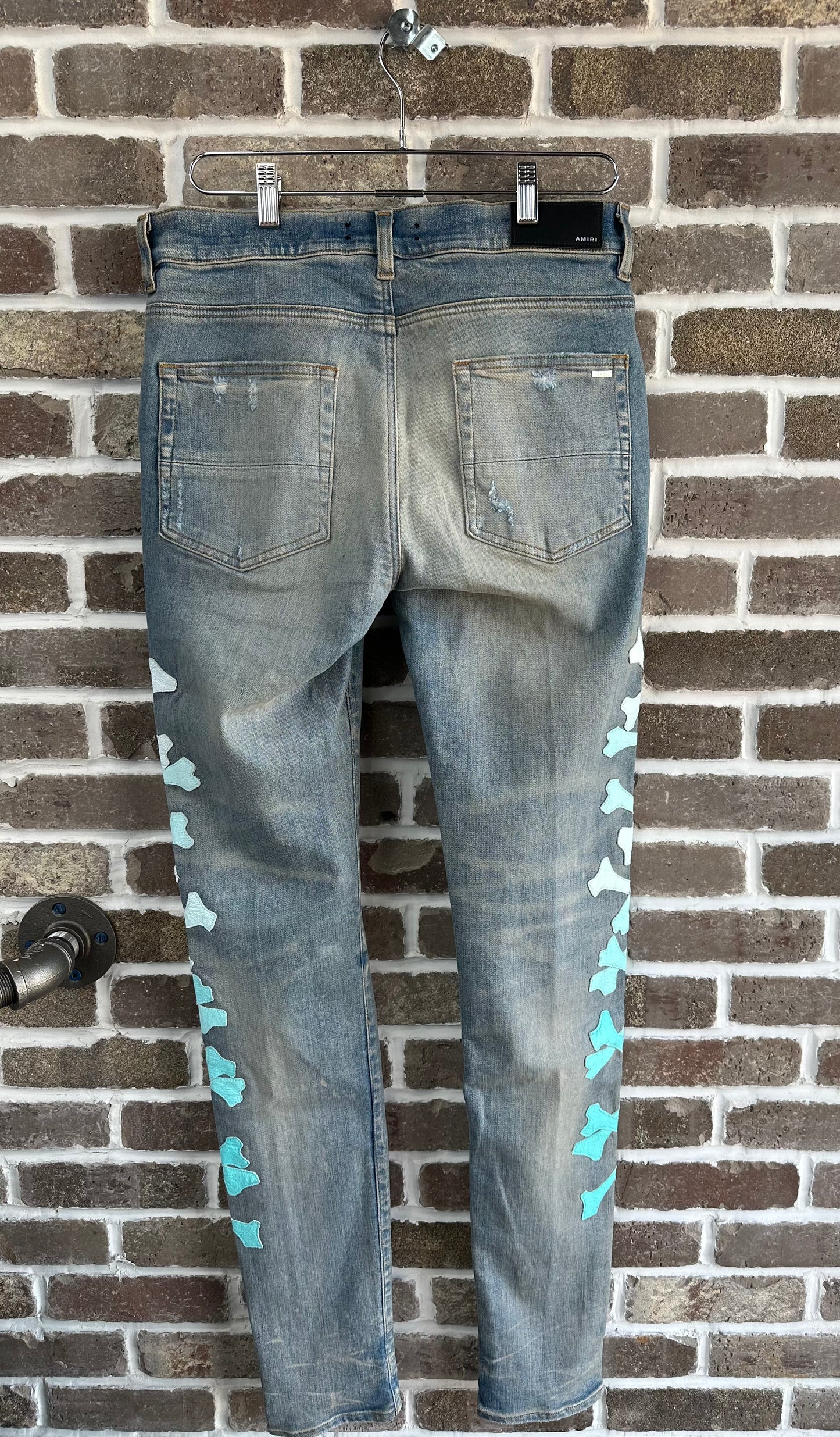 Amiri Light Wash Miami Light Turquoise Bones Jeans