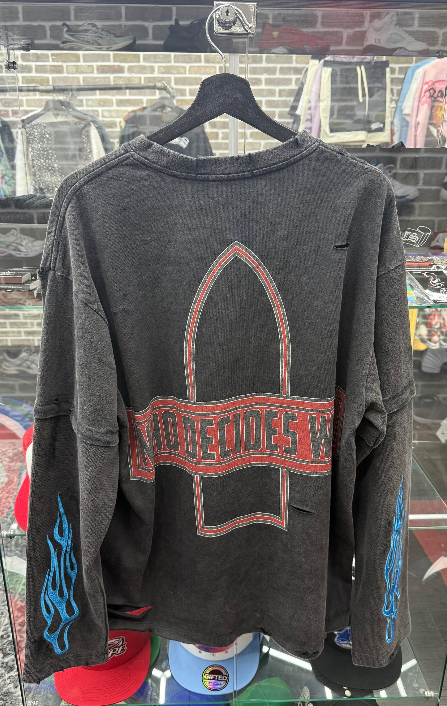 Who Decides War Flame Glass Black & Blue Thermal Longsleeve