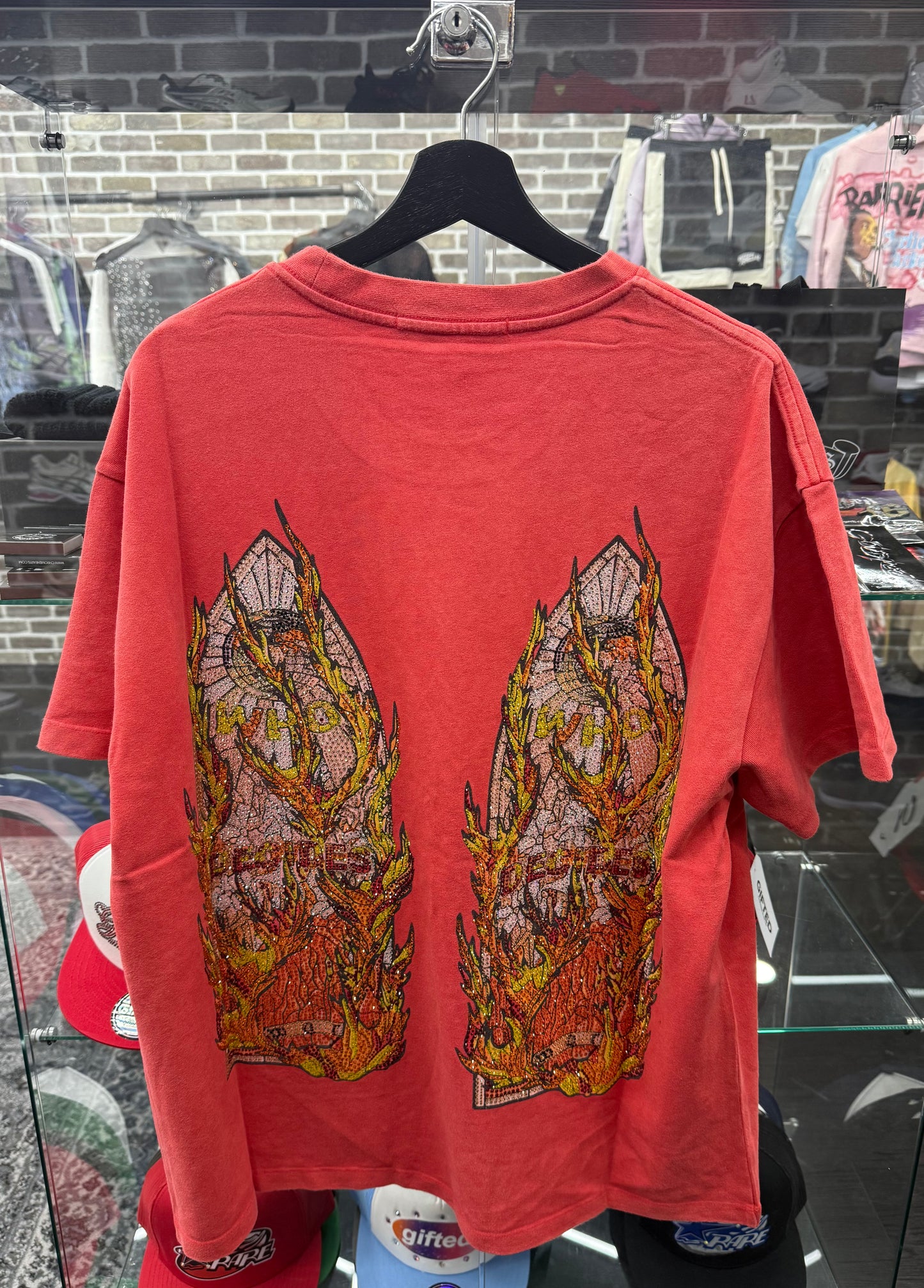 Who Decides War Flame Glass Rhinestone Red Tee