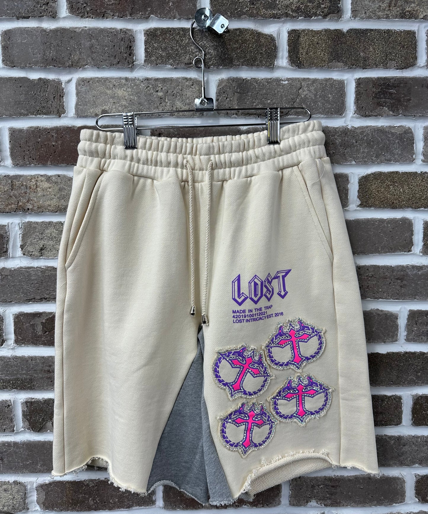 Lost Intricacy Rhinestone Creme/Pink Mitt Shorts