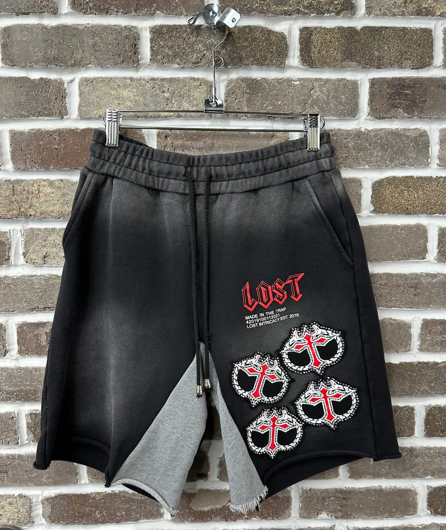 Lost Intricacy Rhinestone Black/Red Mitt Shorts