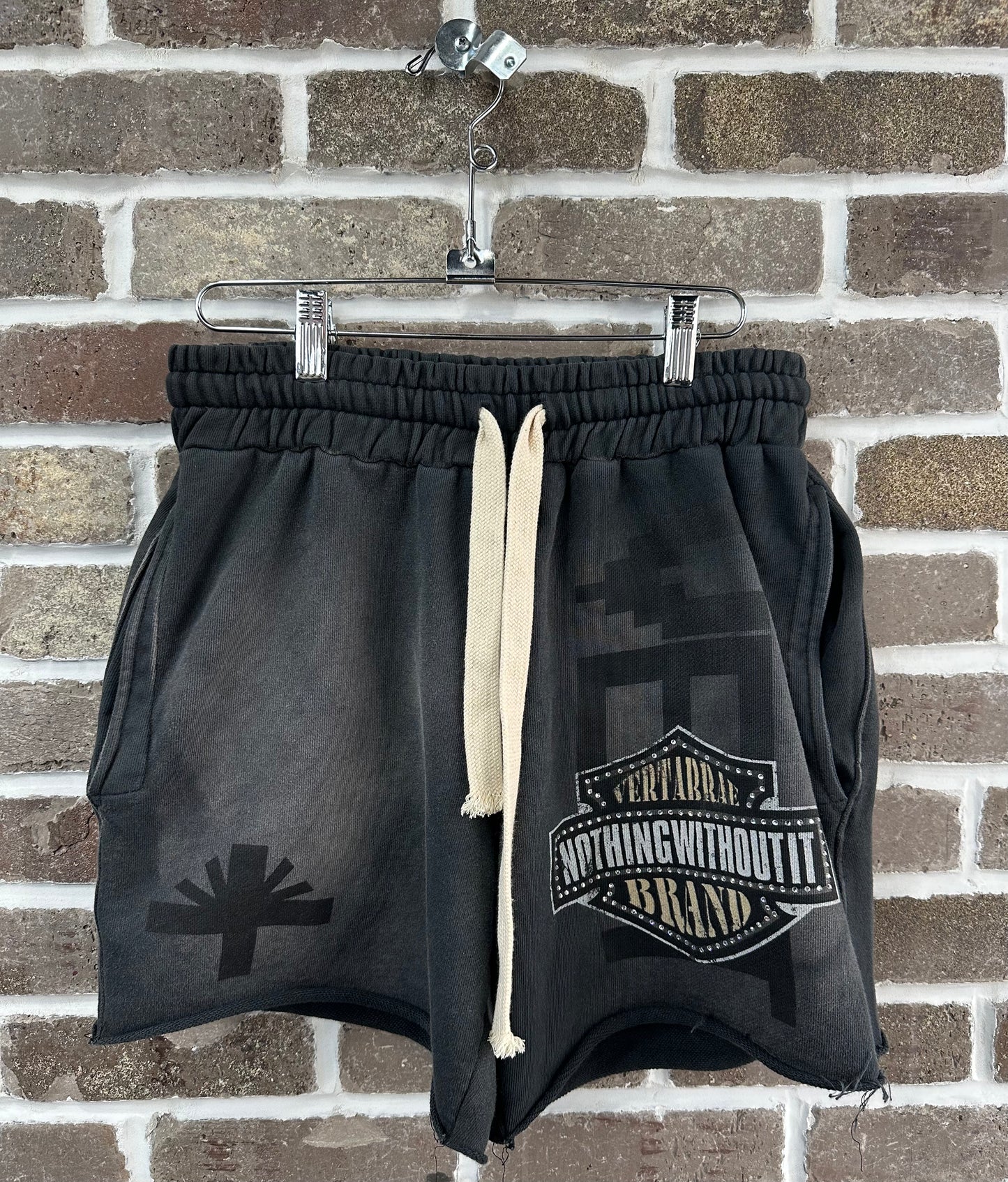Vertabrae Double Emblem Shorts Black