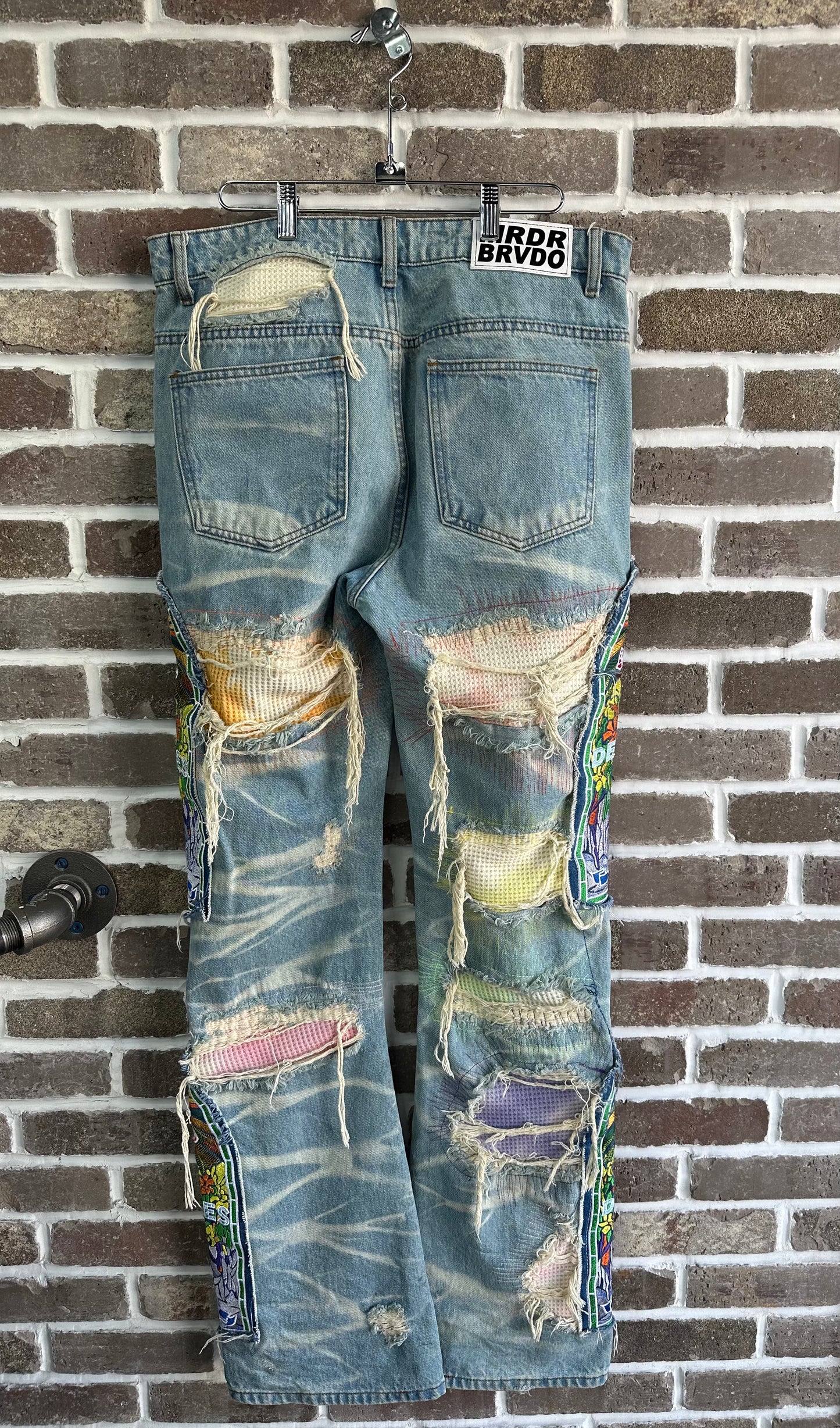 Who Decides War Multi Distressed Stained Glass Patch Denim Jeans