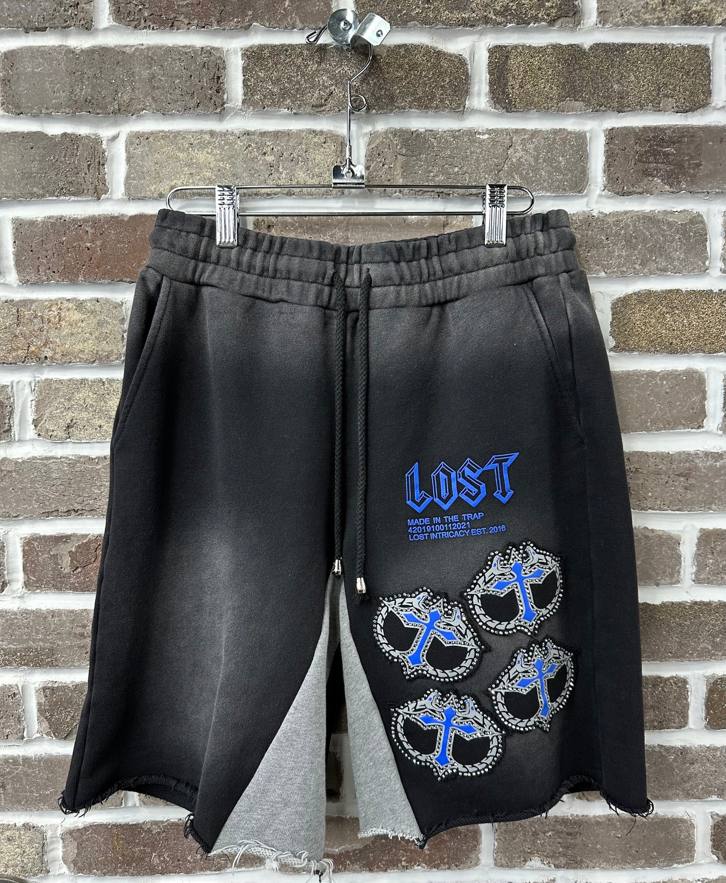 Lost Intricacy Rhinestone Black/Blue Mitt Shorts