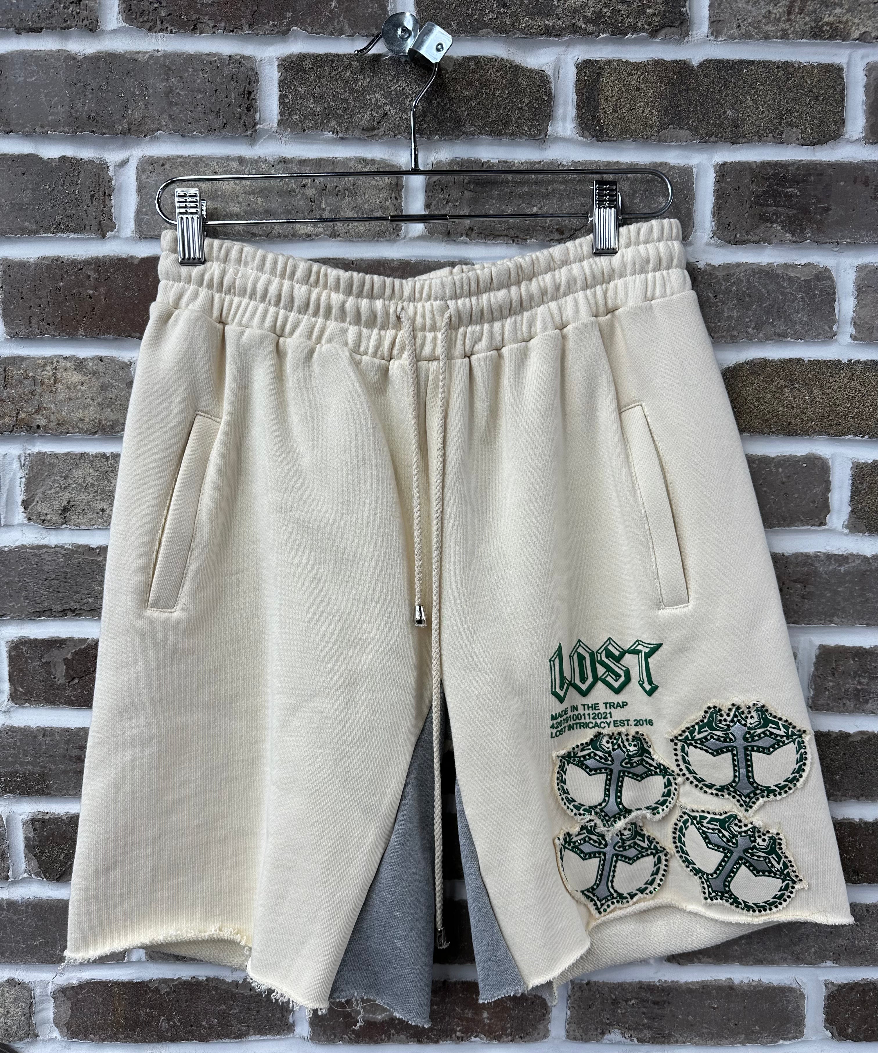Lost Intricacy Rhinestone Creme/Green Mitt Shorts