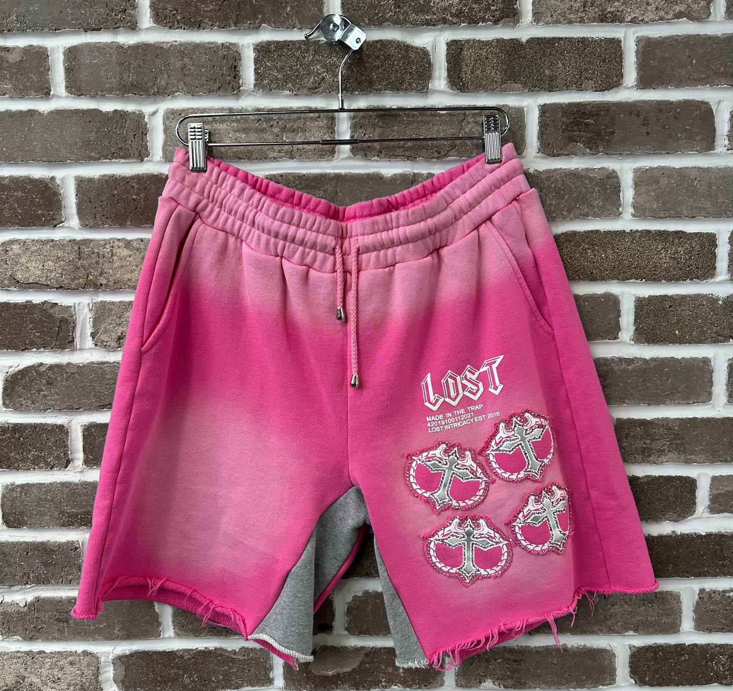 Lost Intricacy Rhinestone Pink Mitt Shorts