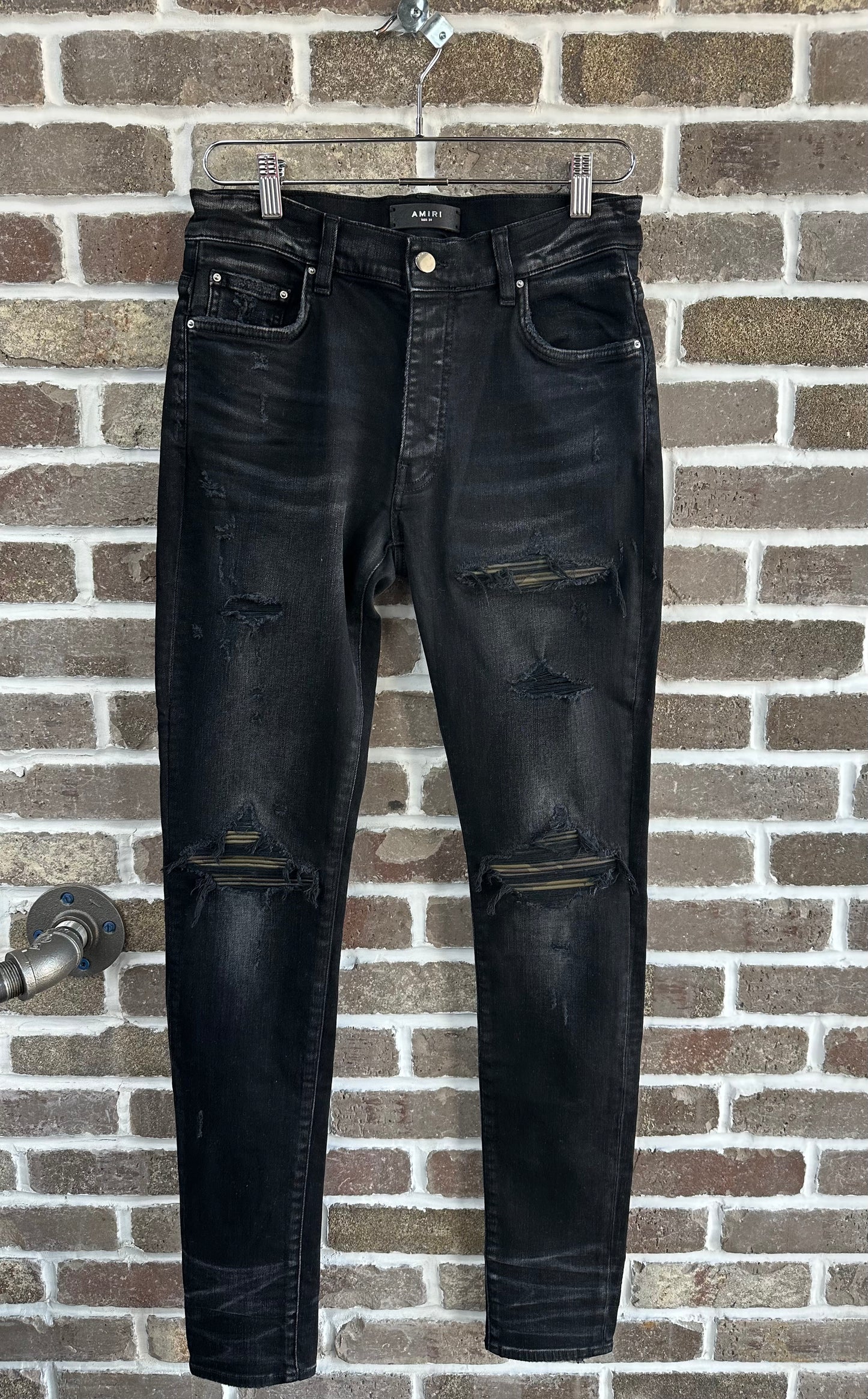 Amiri MX1 Black Camo Patch Jeans