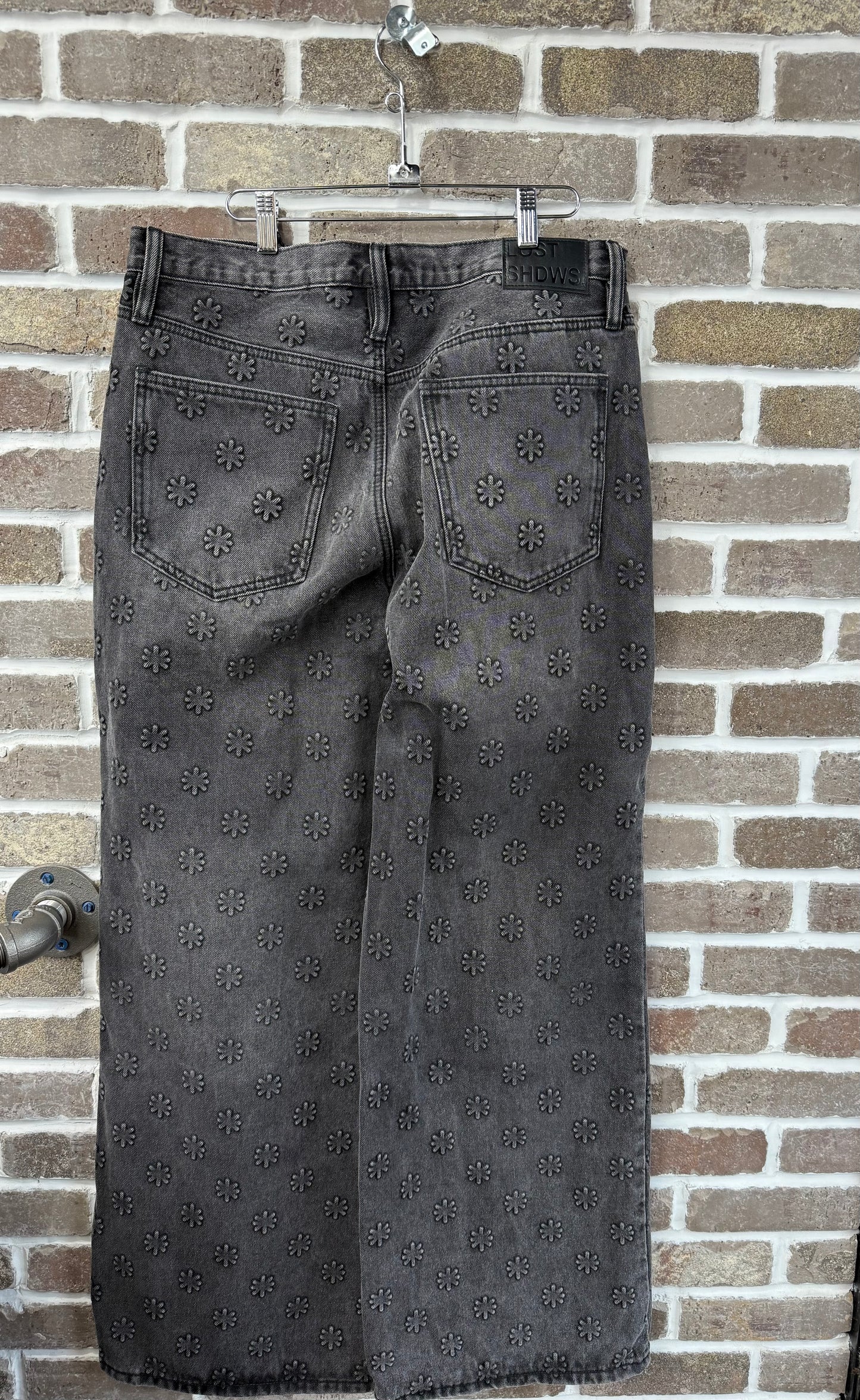 Lost Shdws Embossed Logo Black Denim Jeans