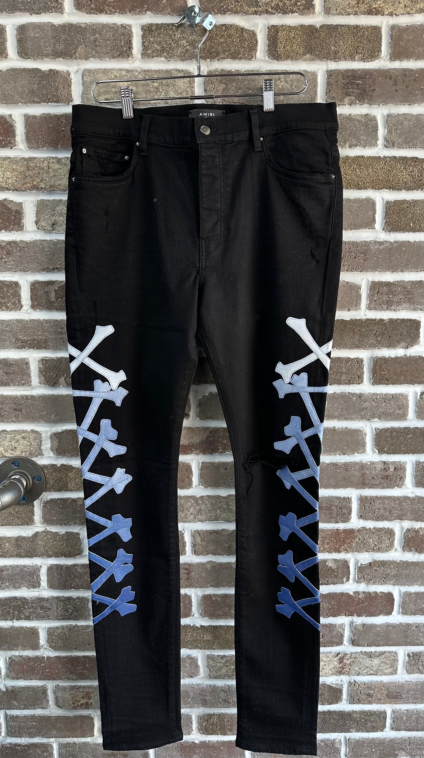 Amiri Black Blue Gradient Bones Jeans