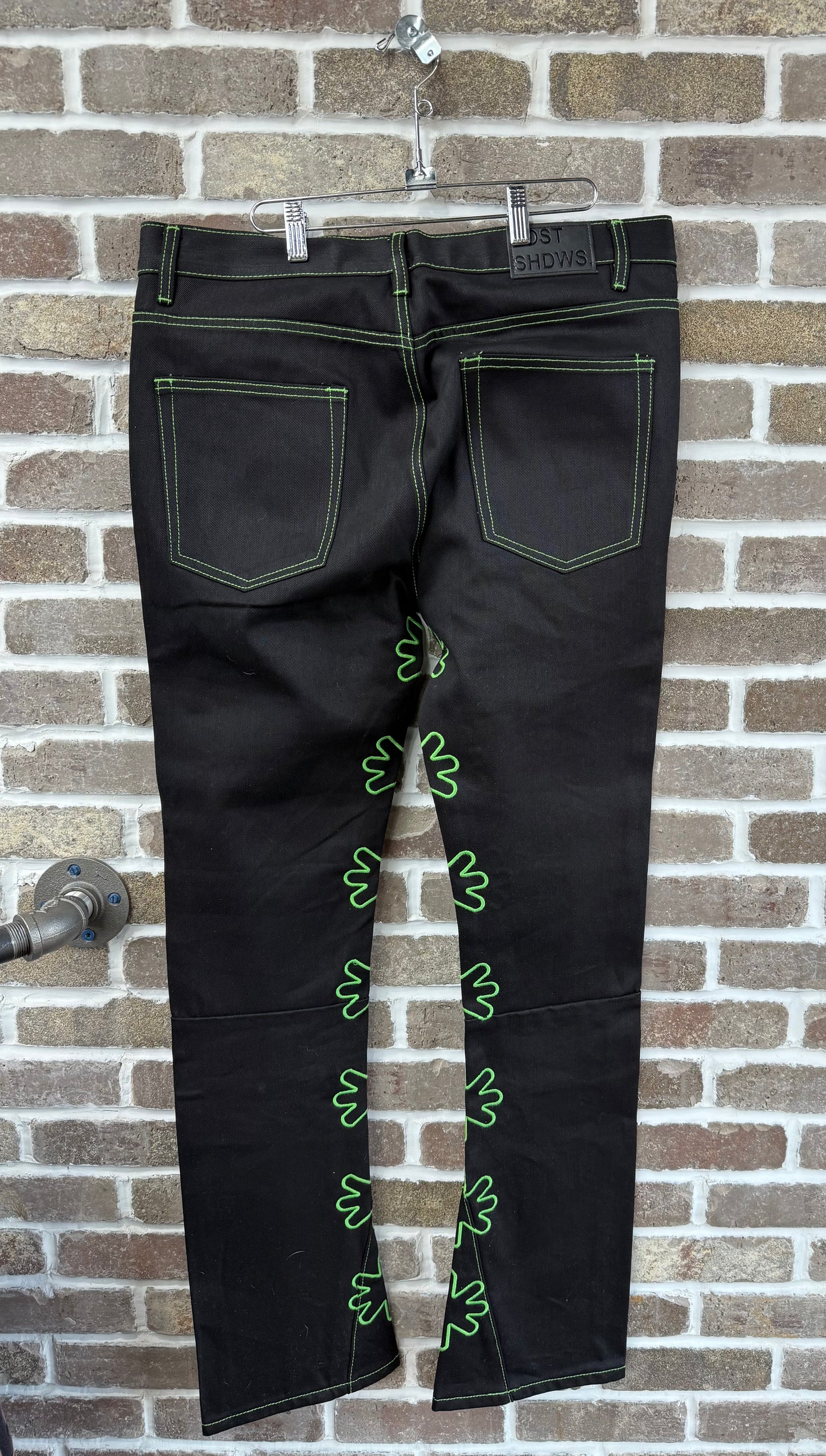 Lost Shdws Neon Green Outline Denim Jeans