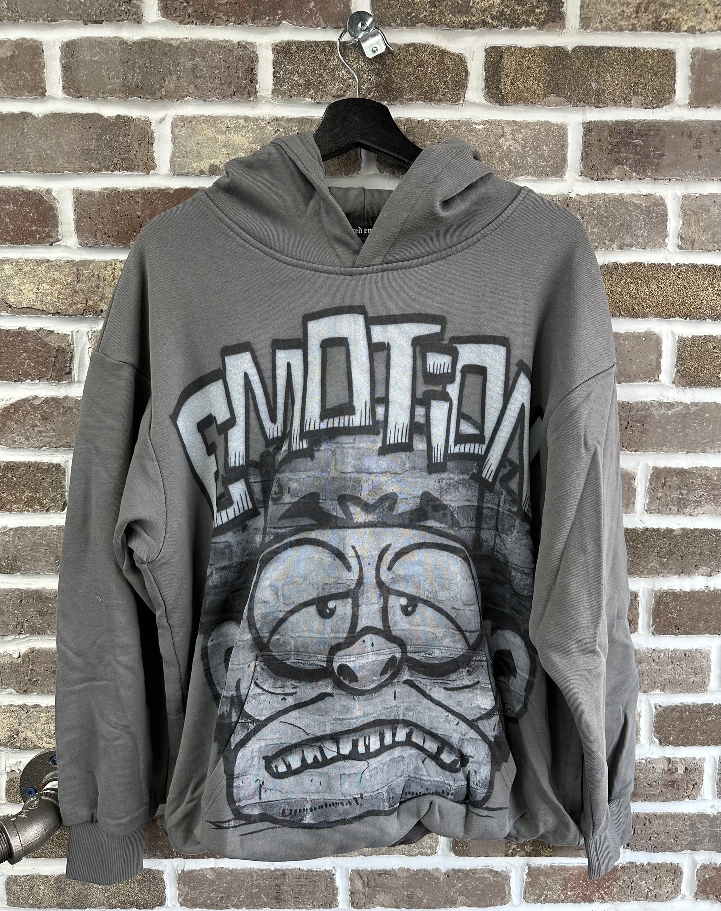 Mixed Emotion Grey Monster Cropped Hoodie