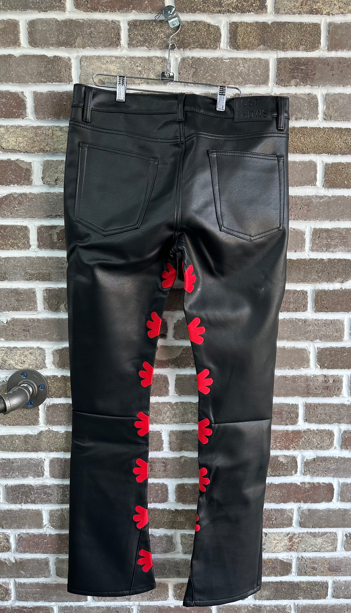 Lost Shdws Black/Red Leather Pants