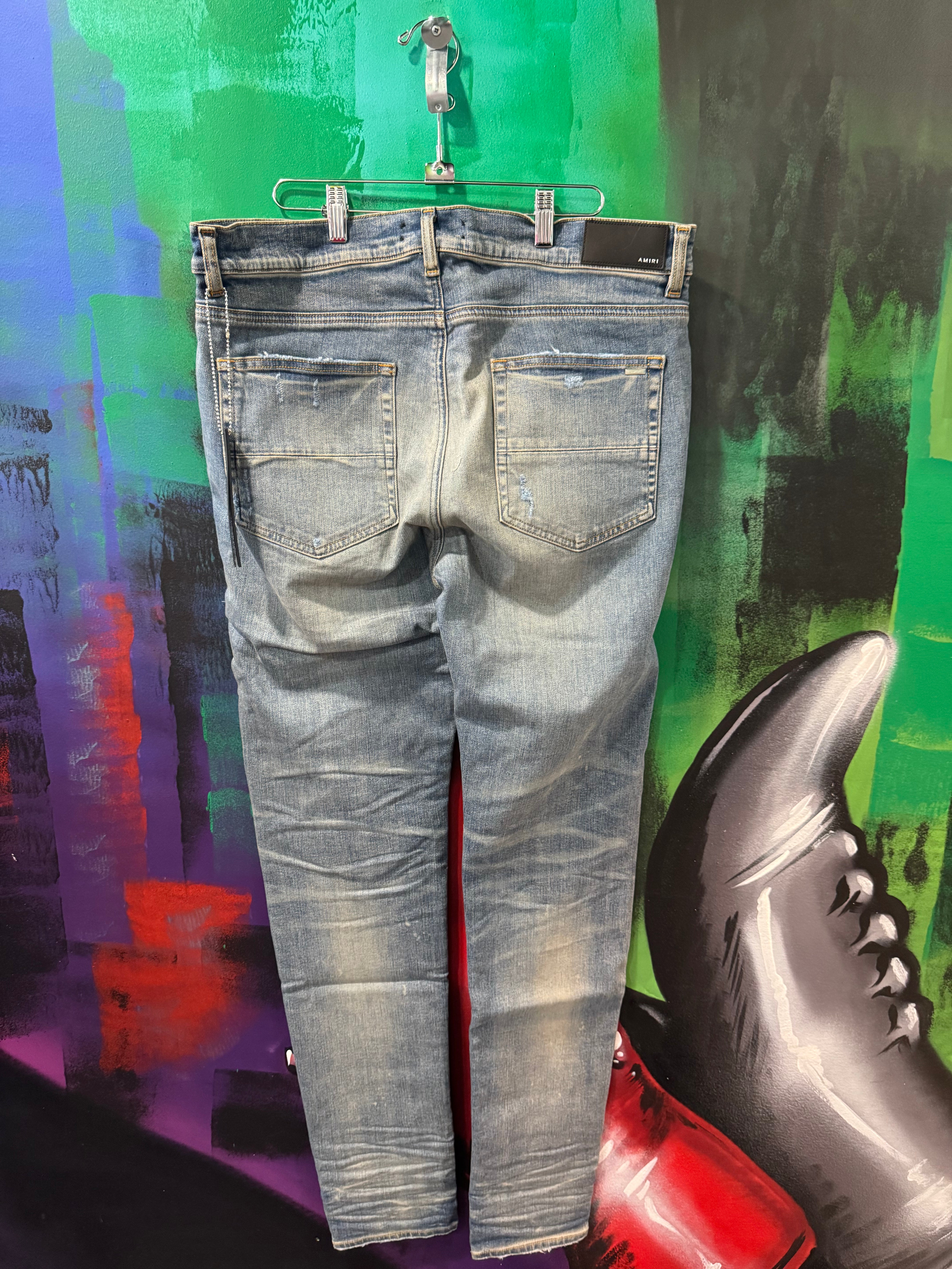 Amiri MX1 Black Patch & Light Jeans