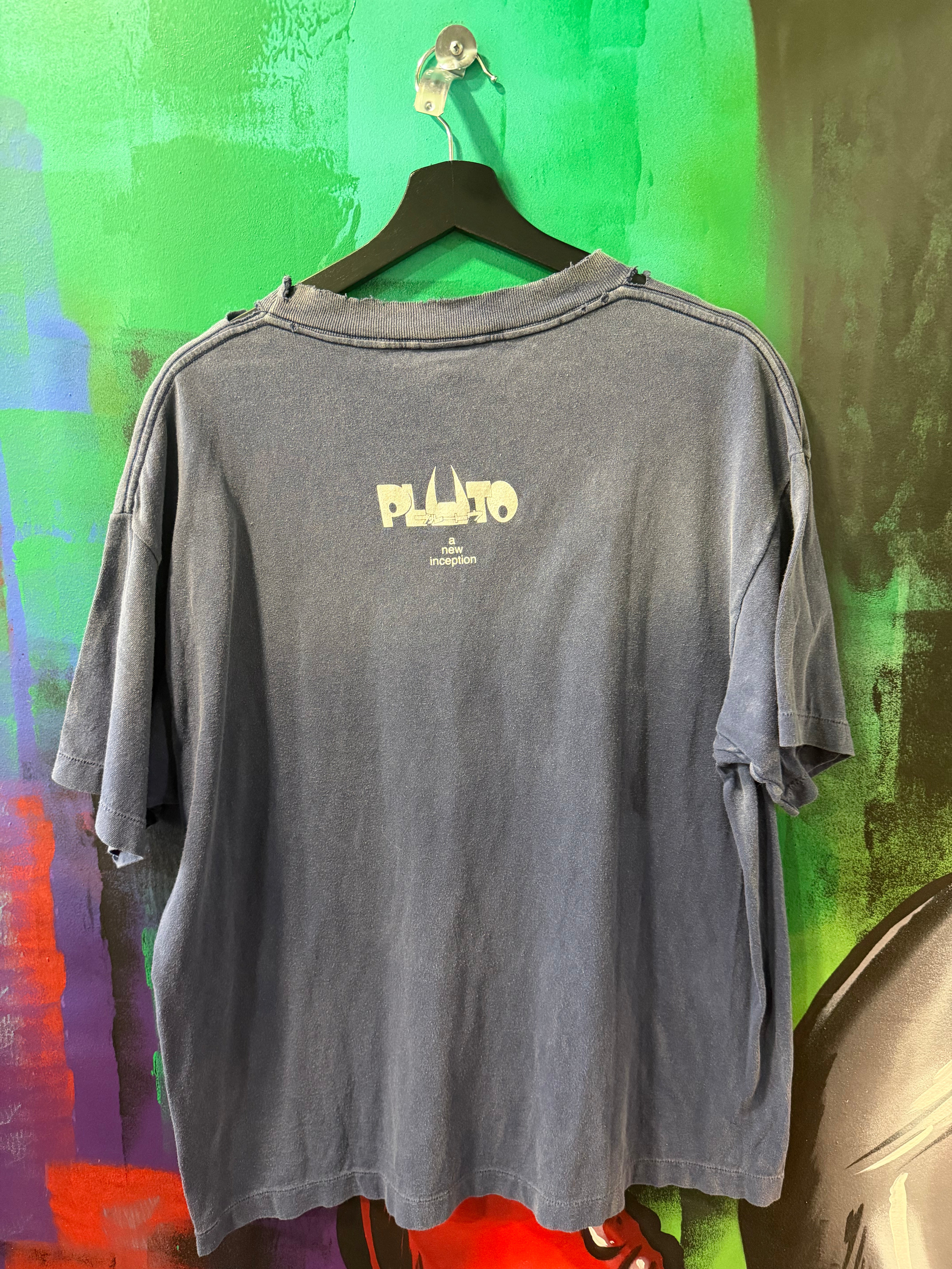 Saint Michael Distressed Pluto Navy Tee