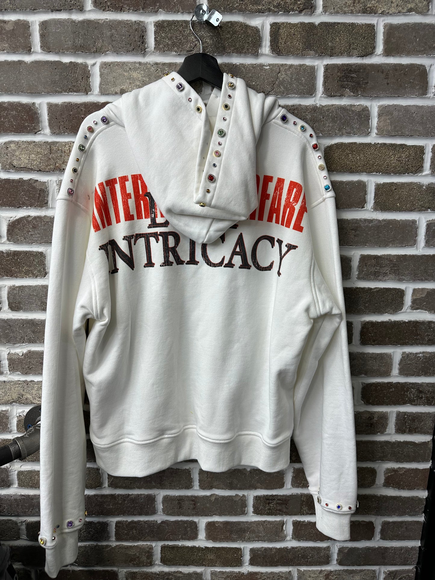 Lost Intricacy White Front Page Mag Zip Up Hoodie