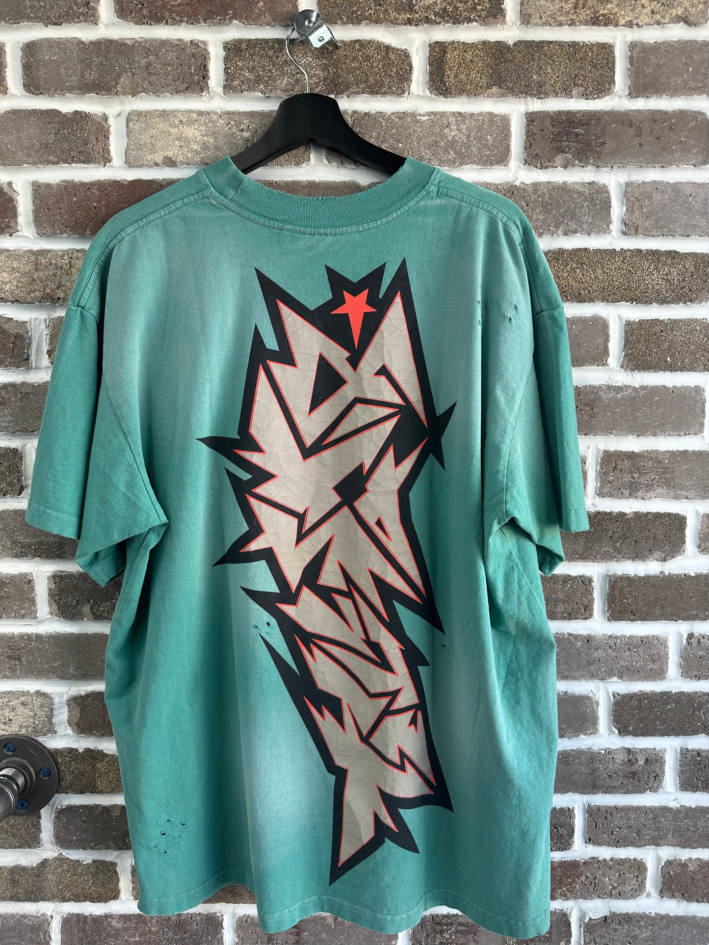 Hellstar Cracked Logo Distress Tee Green