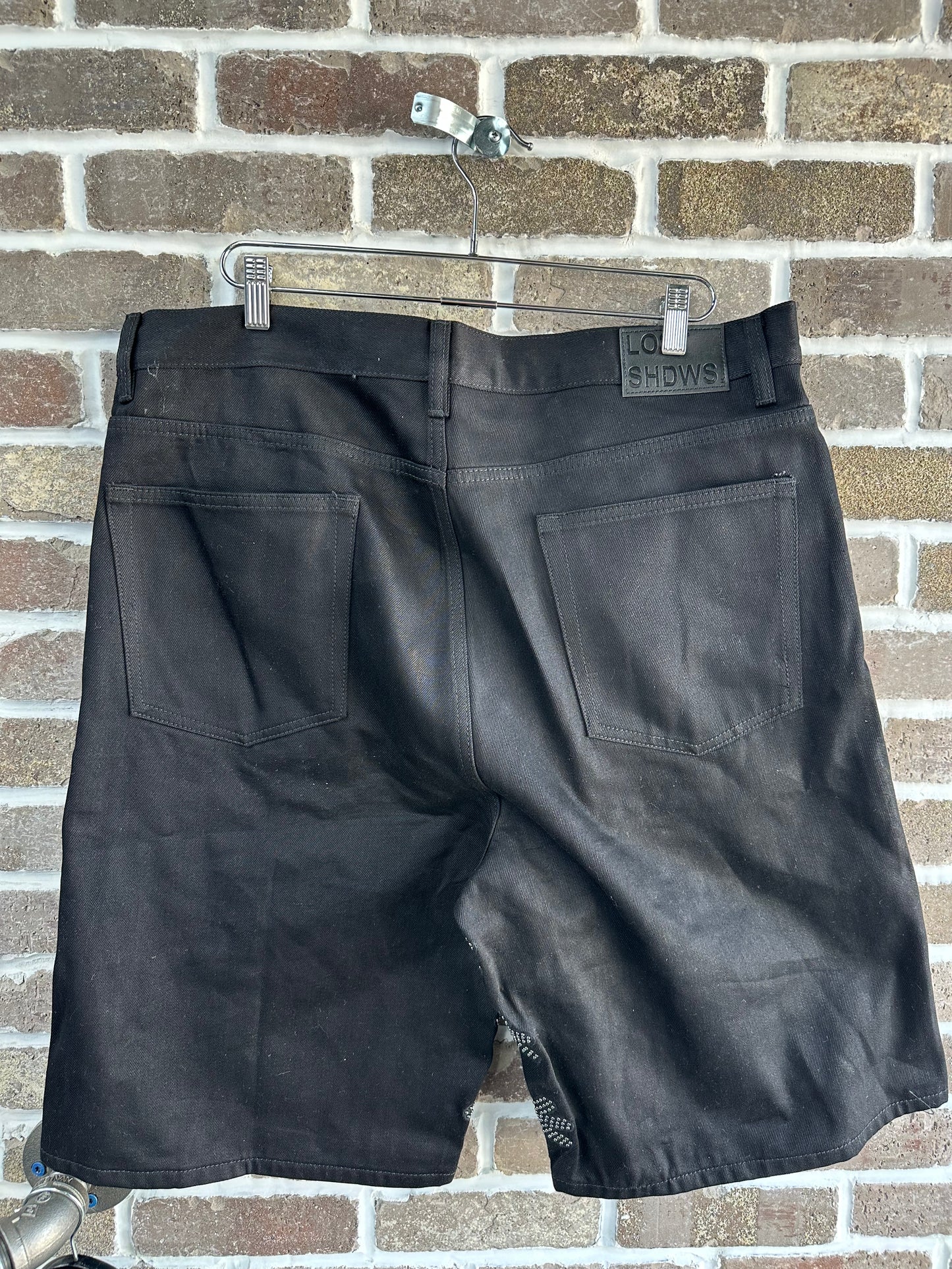 Lost Shdws Studded Denim Shorts Black