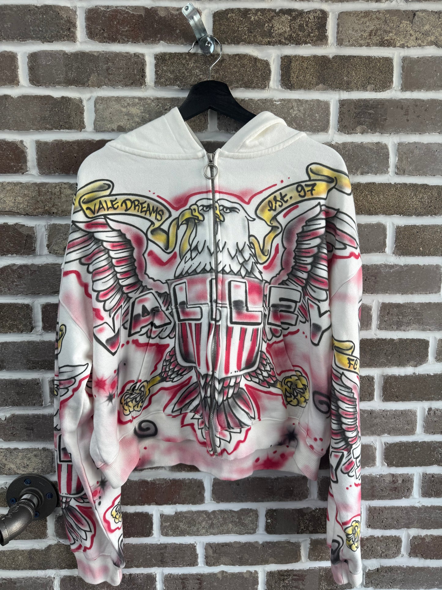Vale Forever White Flag Zip Up Hoodie