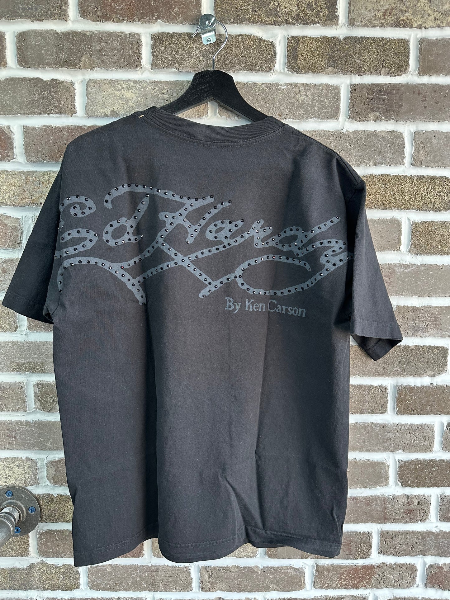 Ed Hardy X Ken Karson Hardcore Rhinestone Tee Black