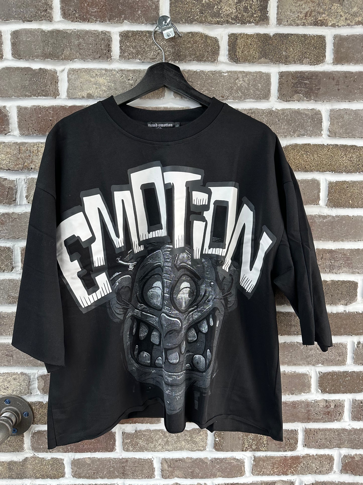 Mixed Emotion Black Monster Cropped Tee