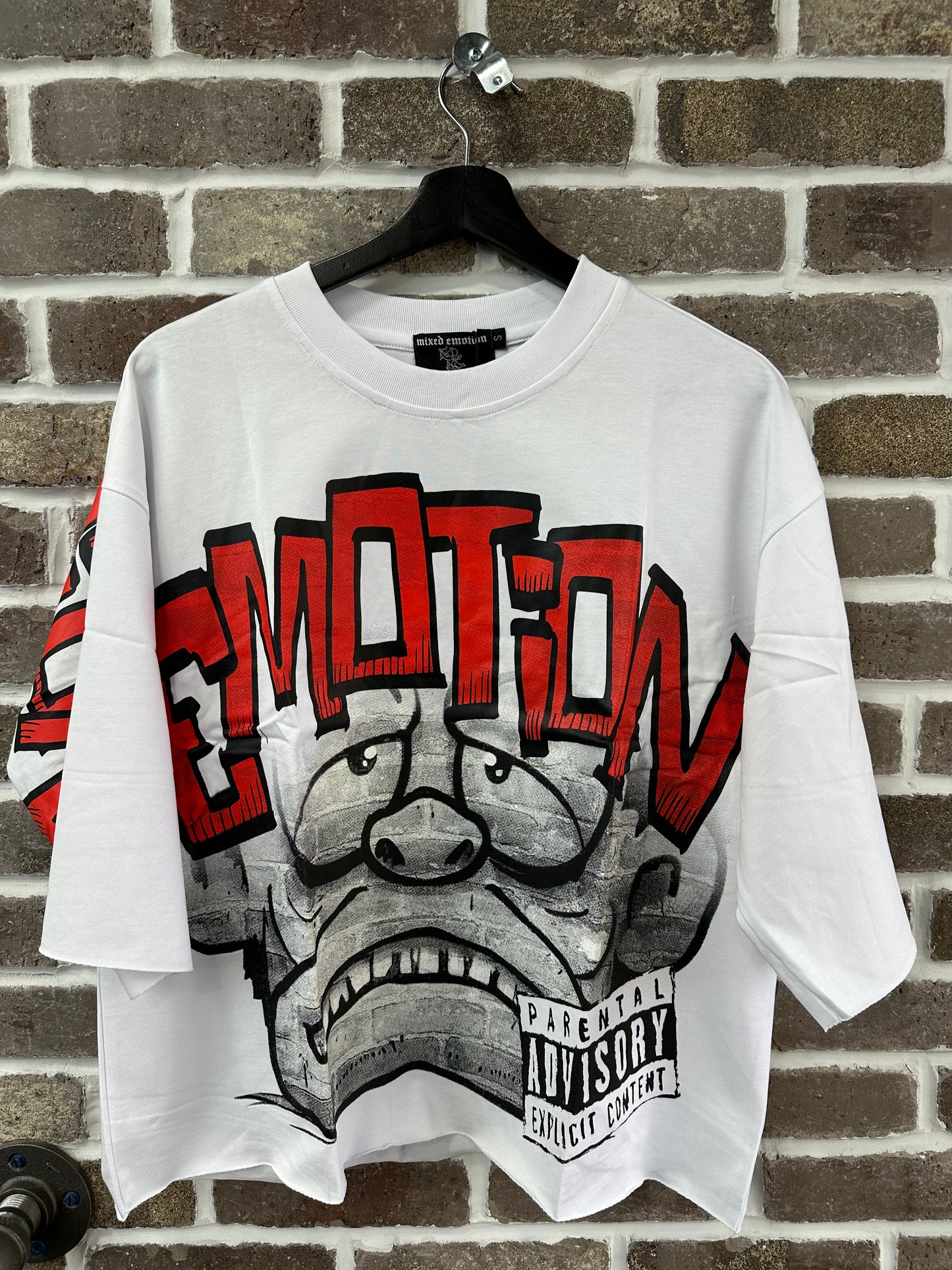 Mixed Emotion White Monster Cropped Tee