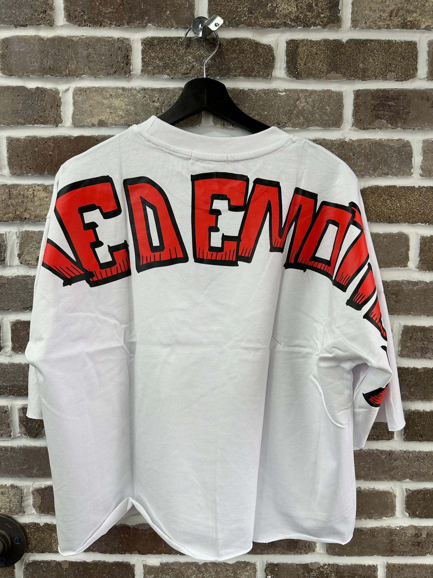 Mixed Emotion White Monster Cropped Tee