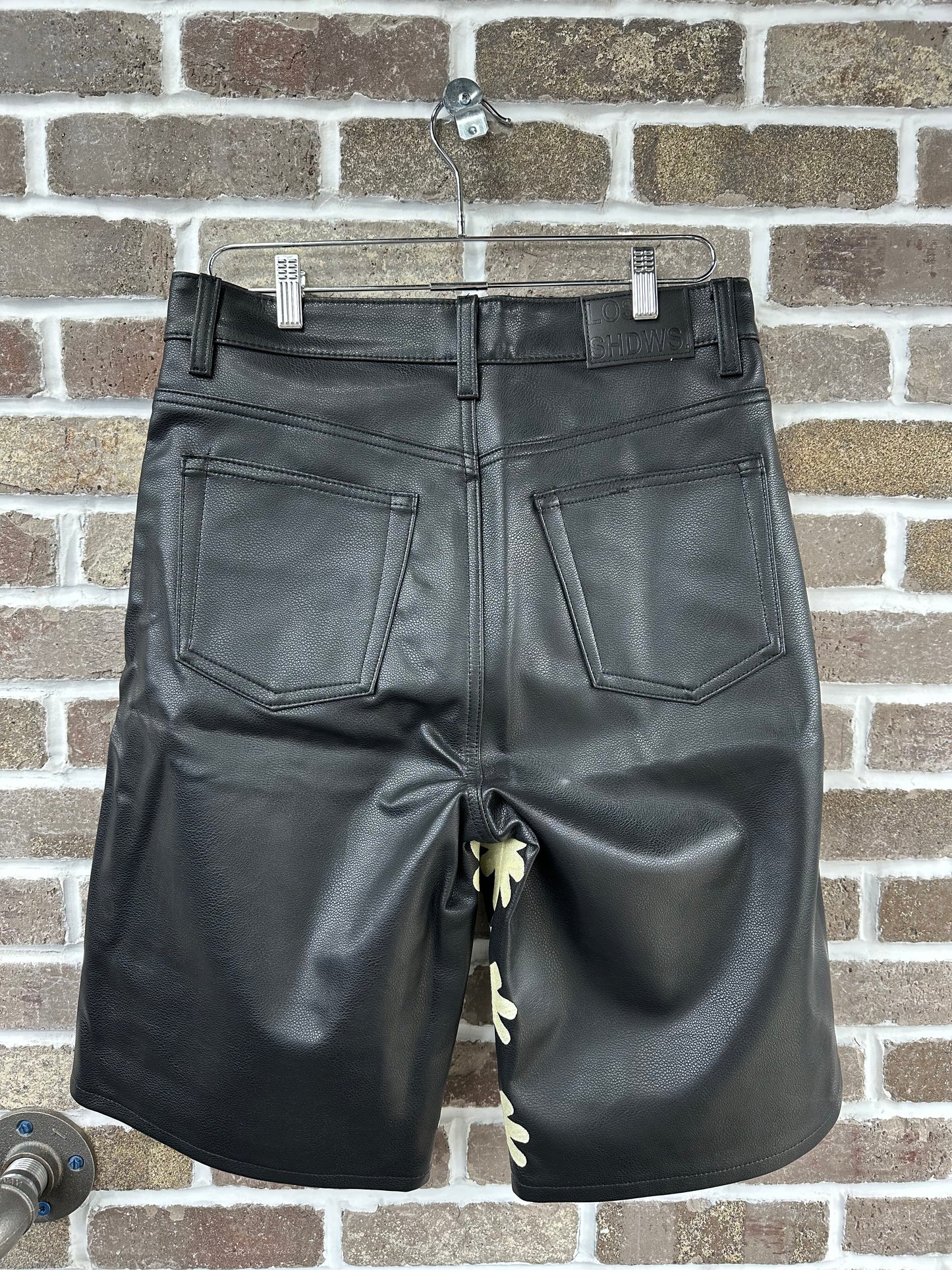 Lost Shdws Black/Bone Leather Shorts