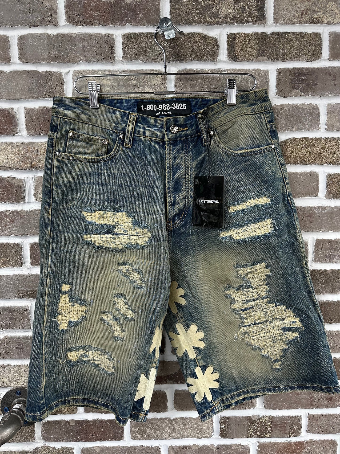 Lost Shdws Denim Bone Shorts