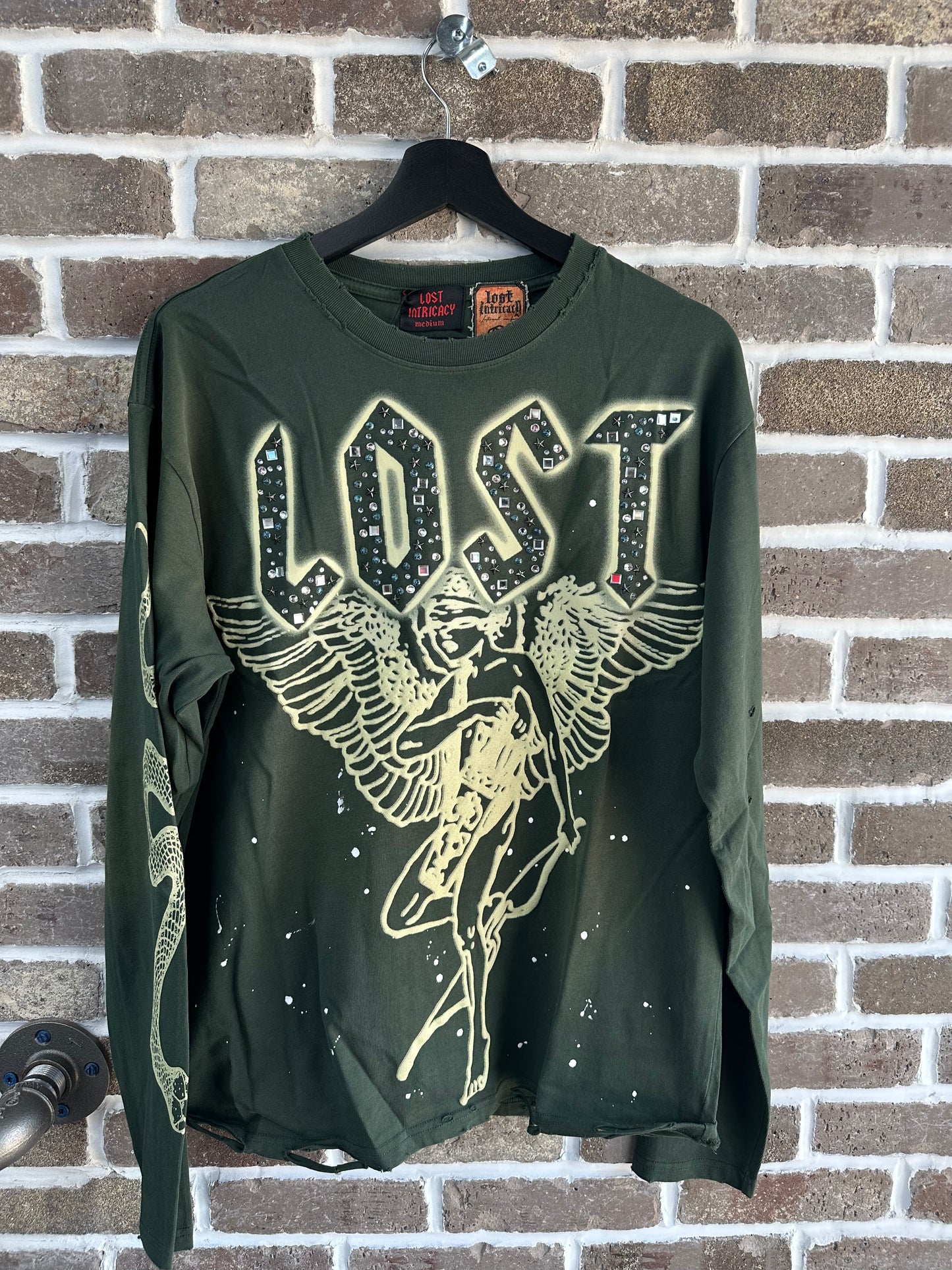 Lost Intricacy Emerald Green Angel Longsleeve