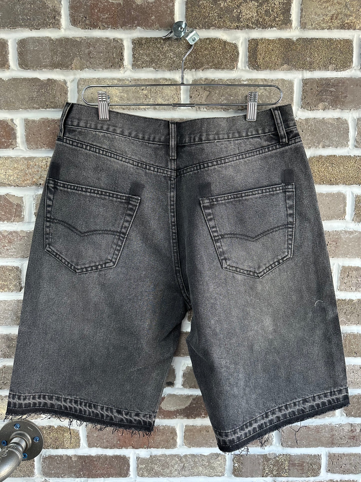 Lost Intricacy Snake Studded Denim Shorts Black Wash