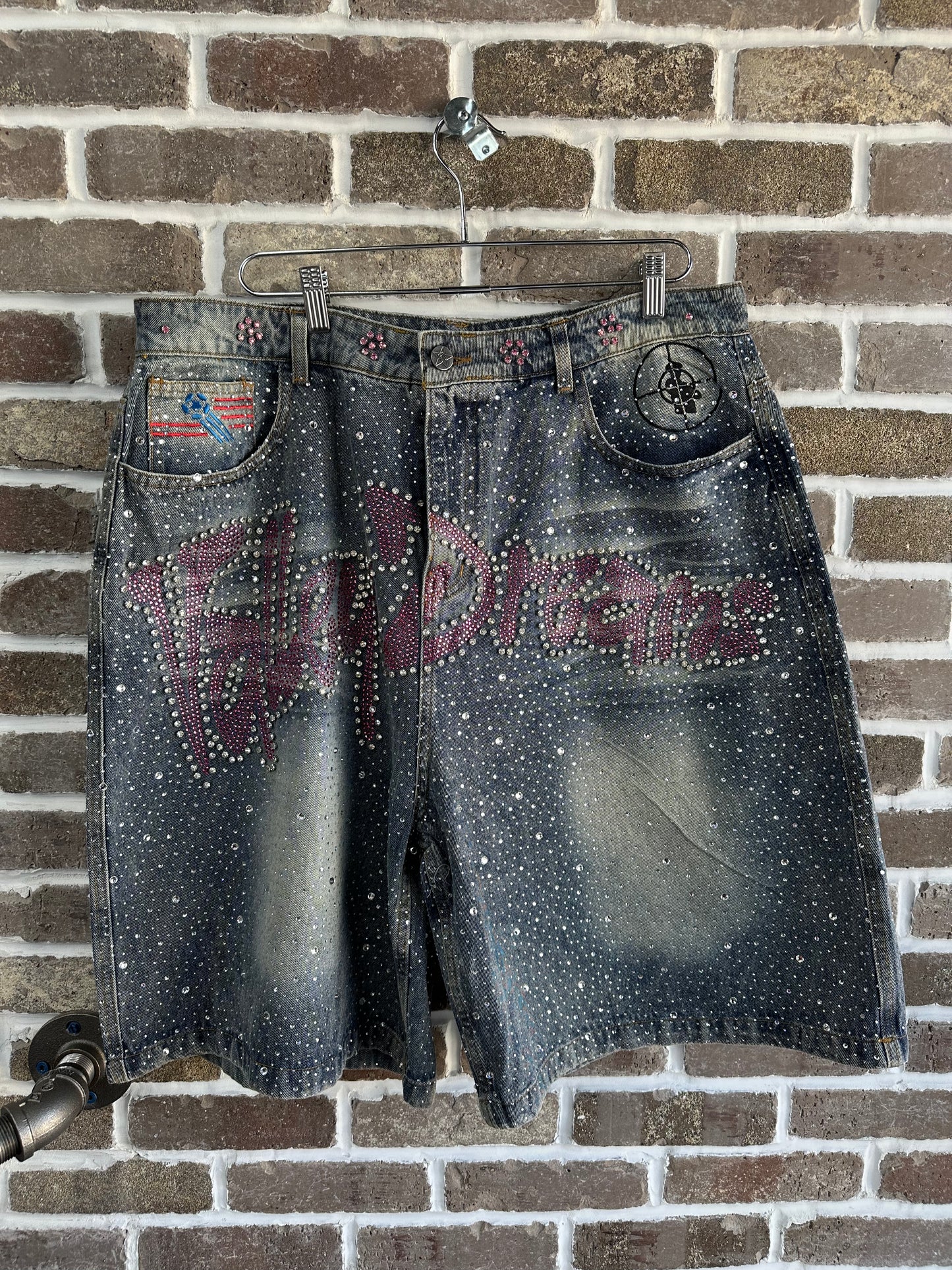 Vale Forever Iced Out Jorts Light Wash