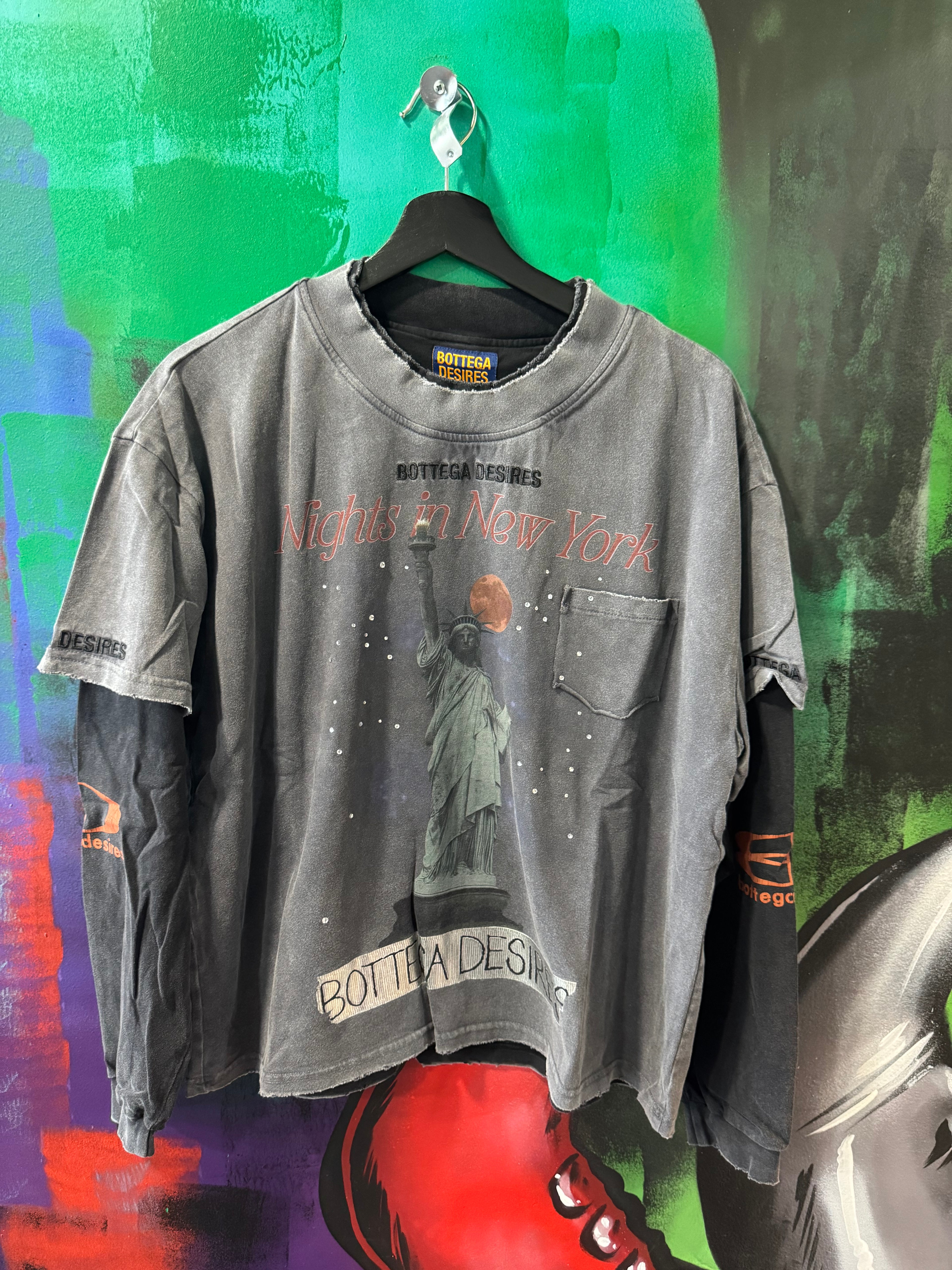 Bottega Desires Nights In NY Grey Layered Longsleeve Tee