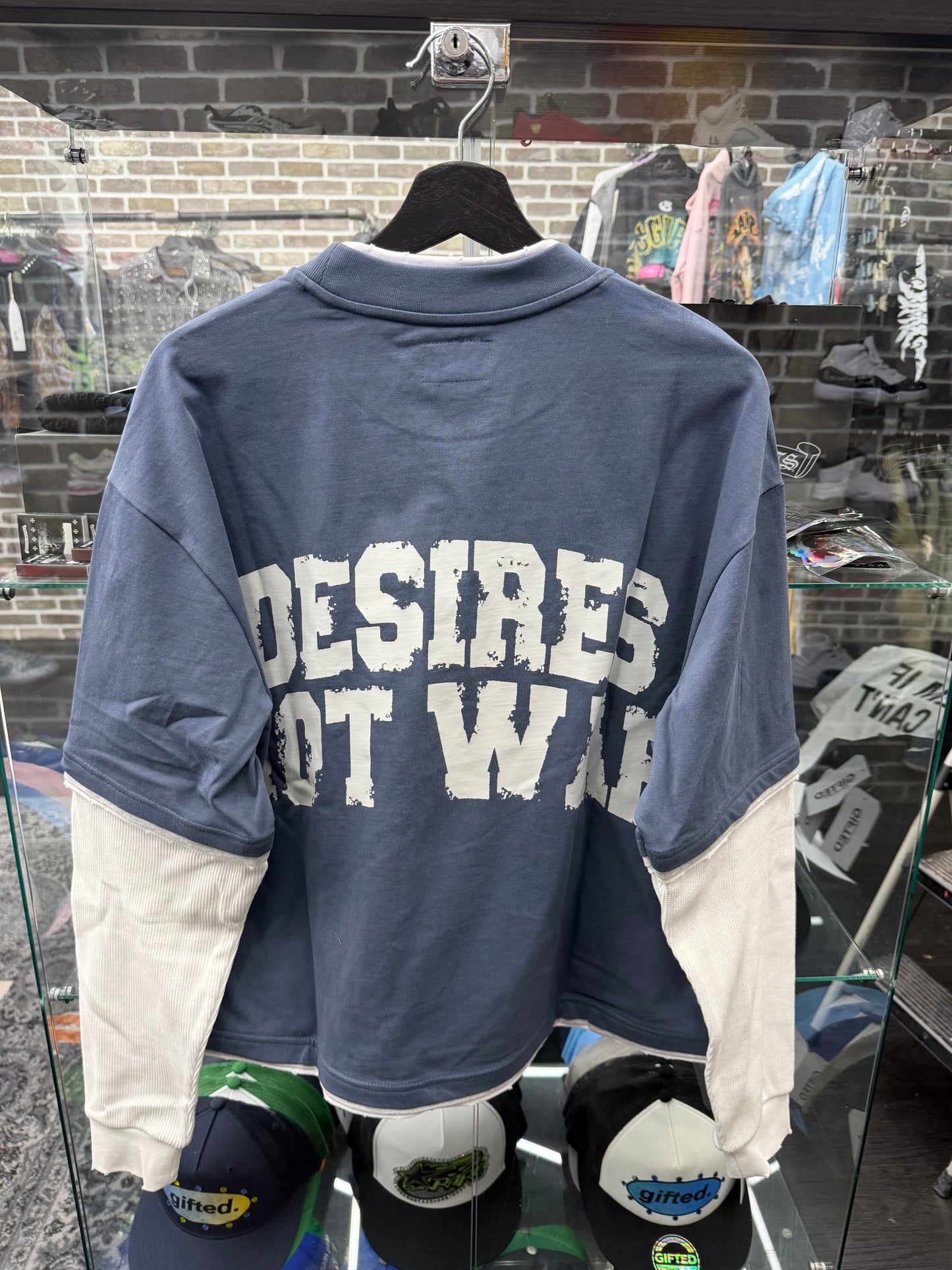 Bottega Desires War Longsleeve Navy Tee