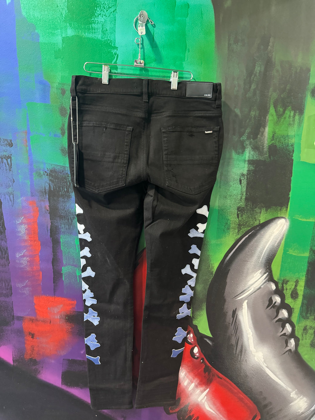 Amiri Blue Gradient Bone Black Skinny Jeans