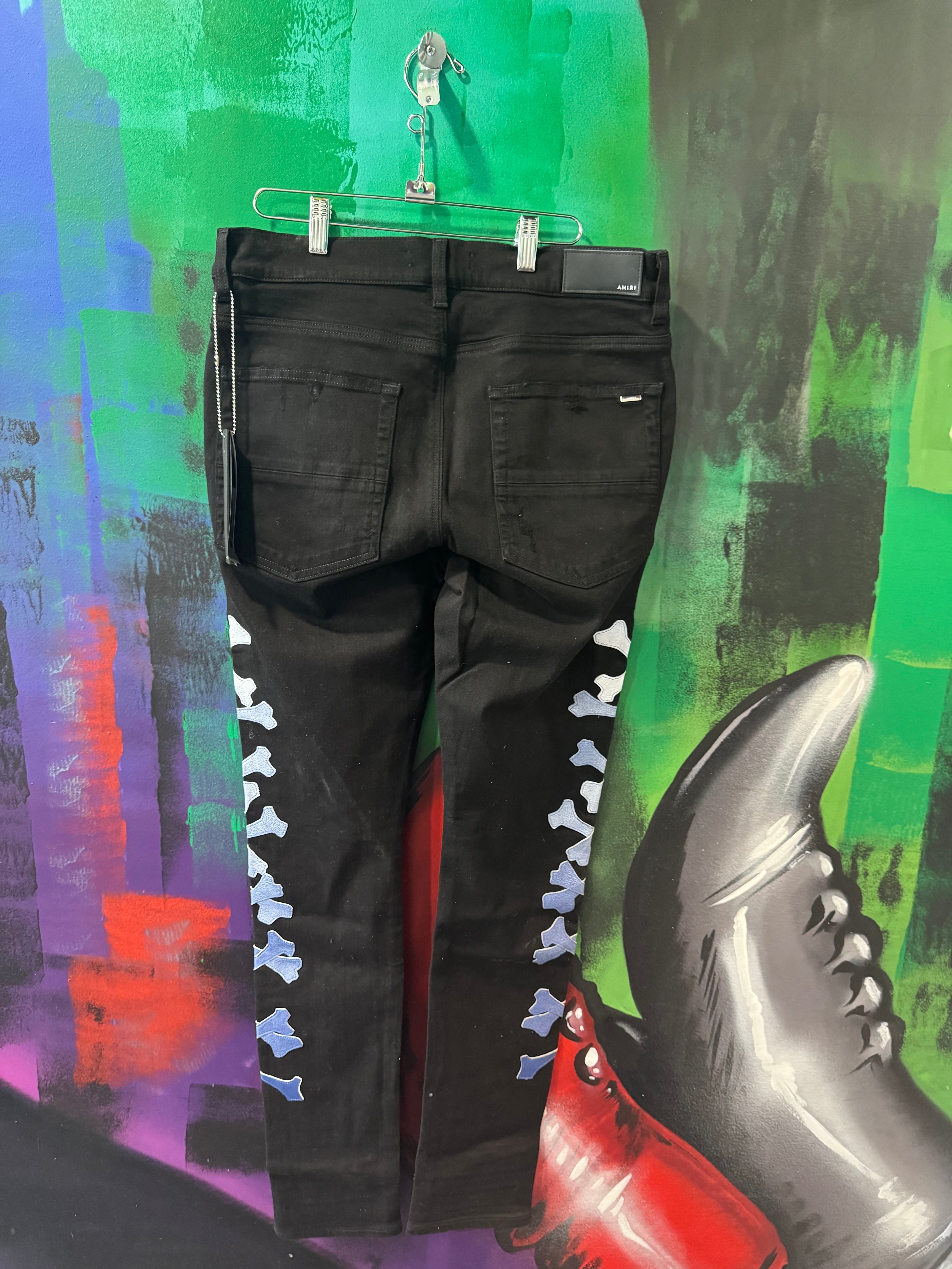 Amiri Blue Gradient Bone Black Skinny Jeans