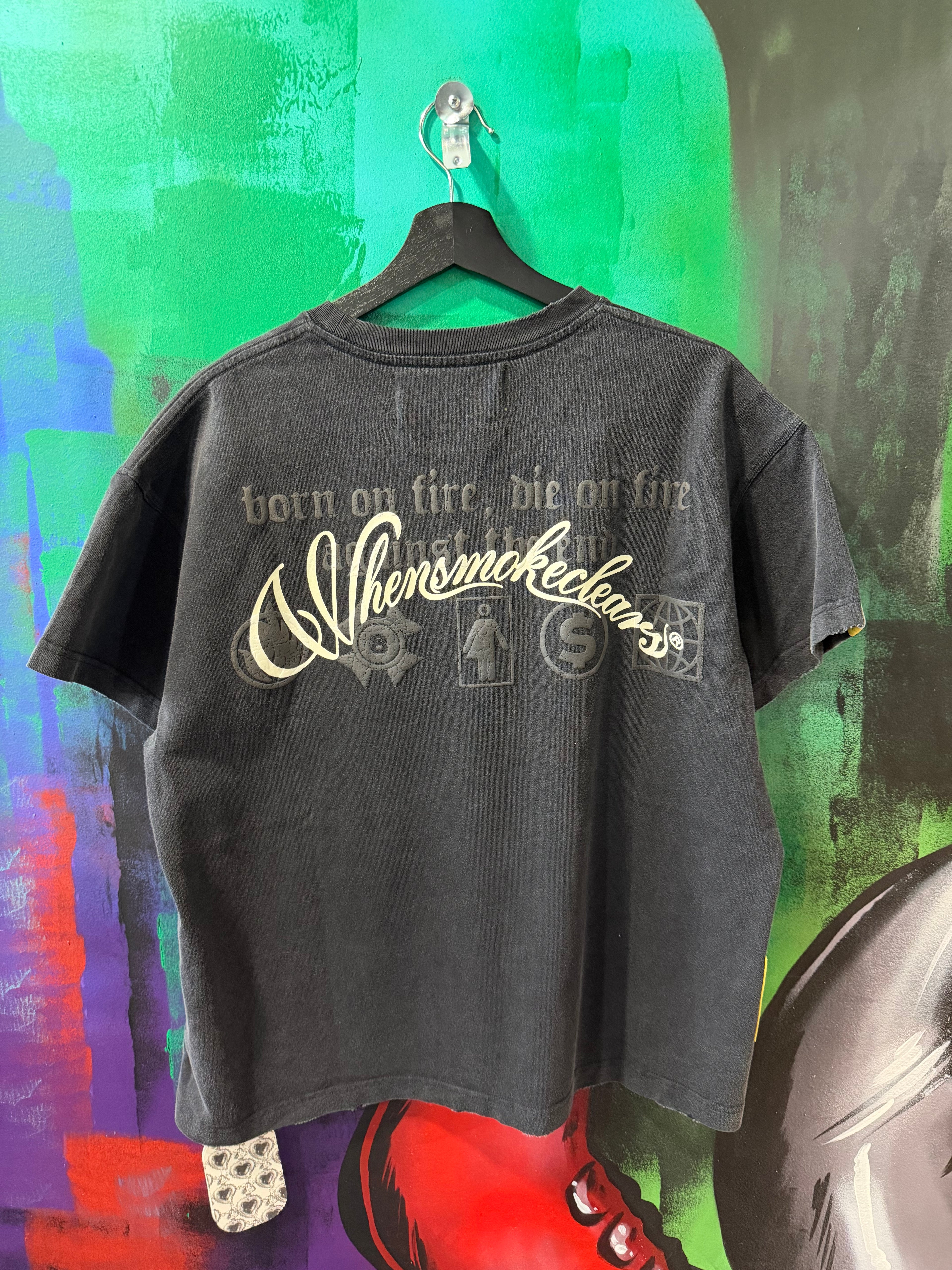 When Smoke Clears Rhinestone Black/Bone Tee