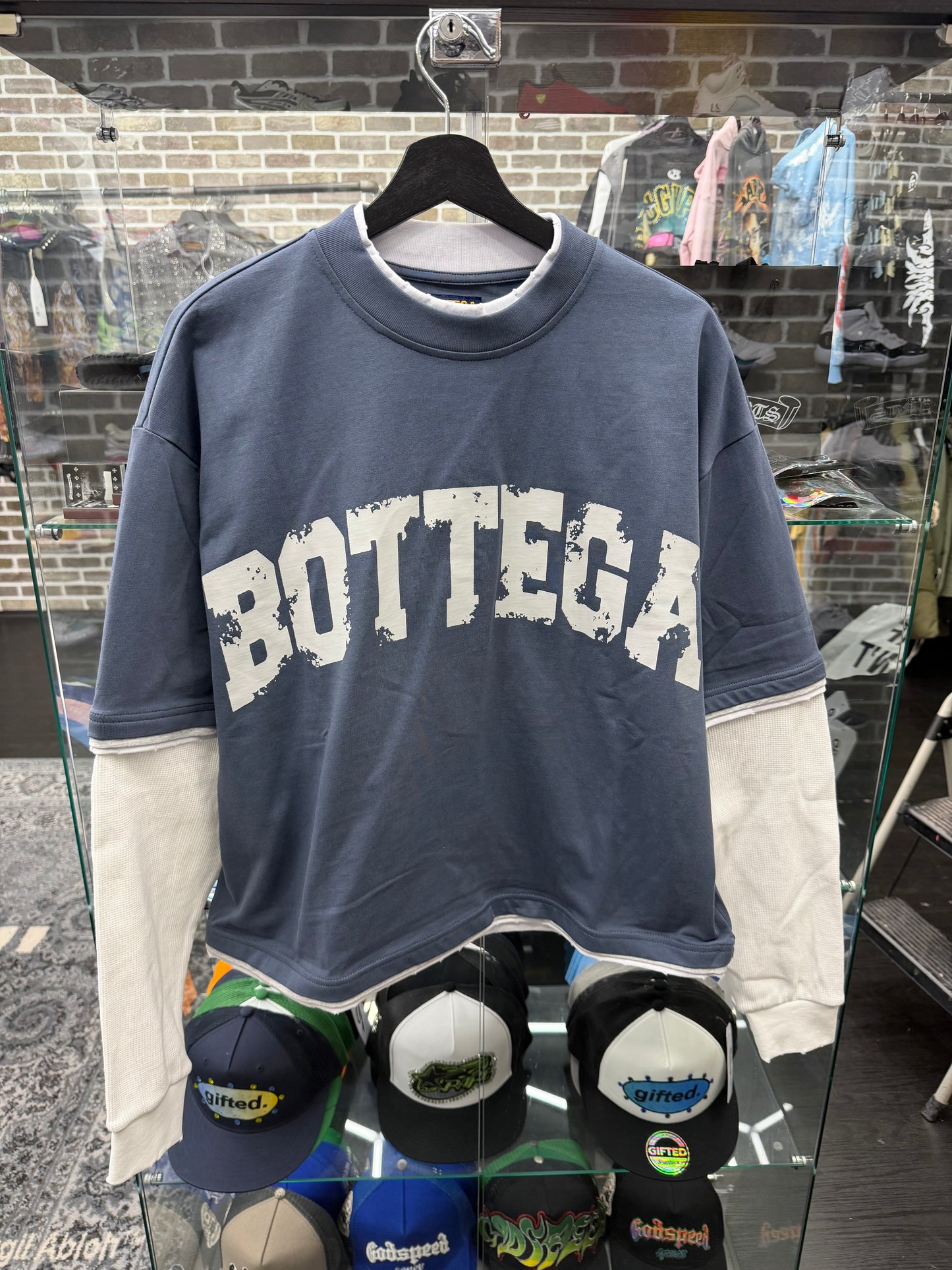 Bottega Desires War Longsleeve Navy Tee