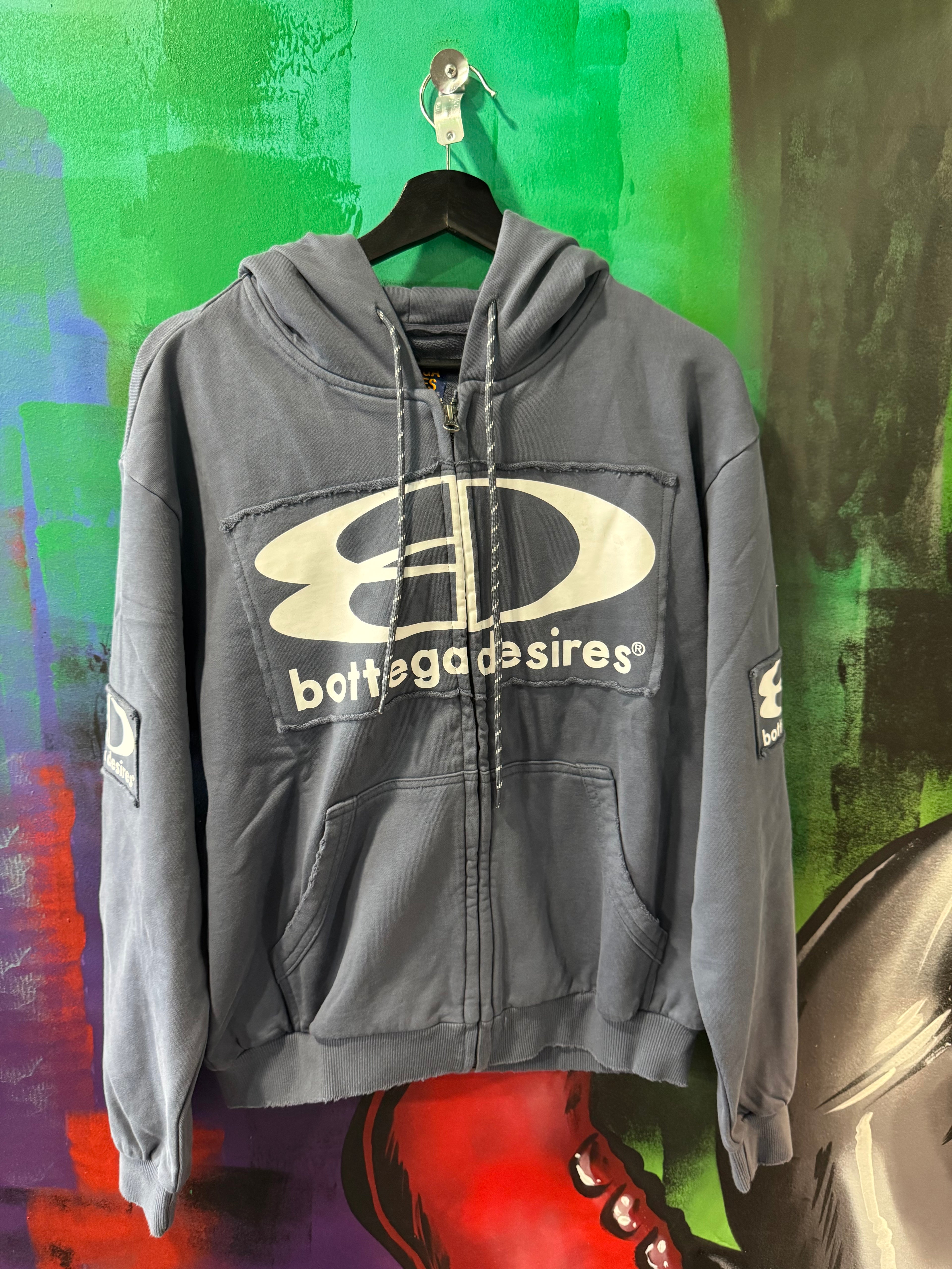 Bottega Desires Tech Blue Zip Up Hoodie