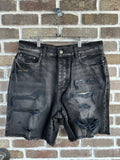 Amiri Aged Black Camo Patch Shorts
