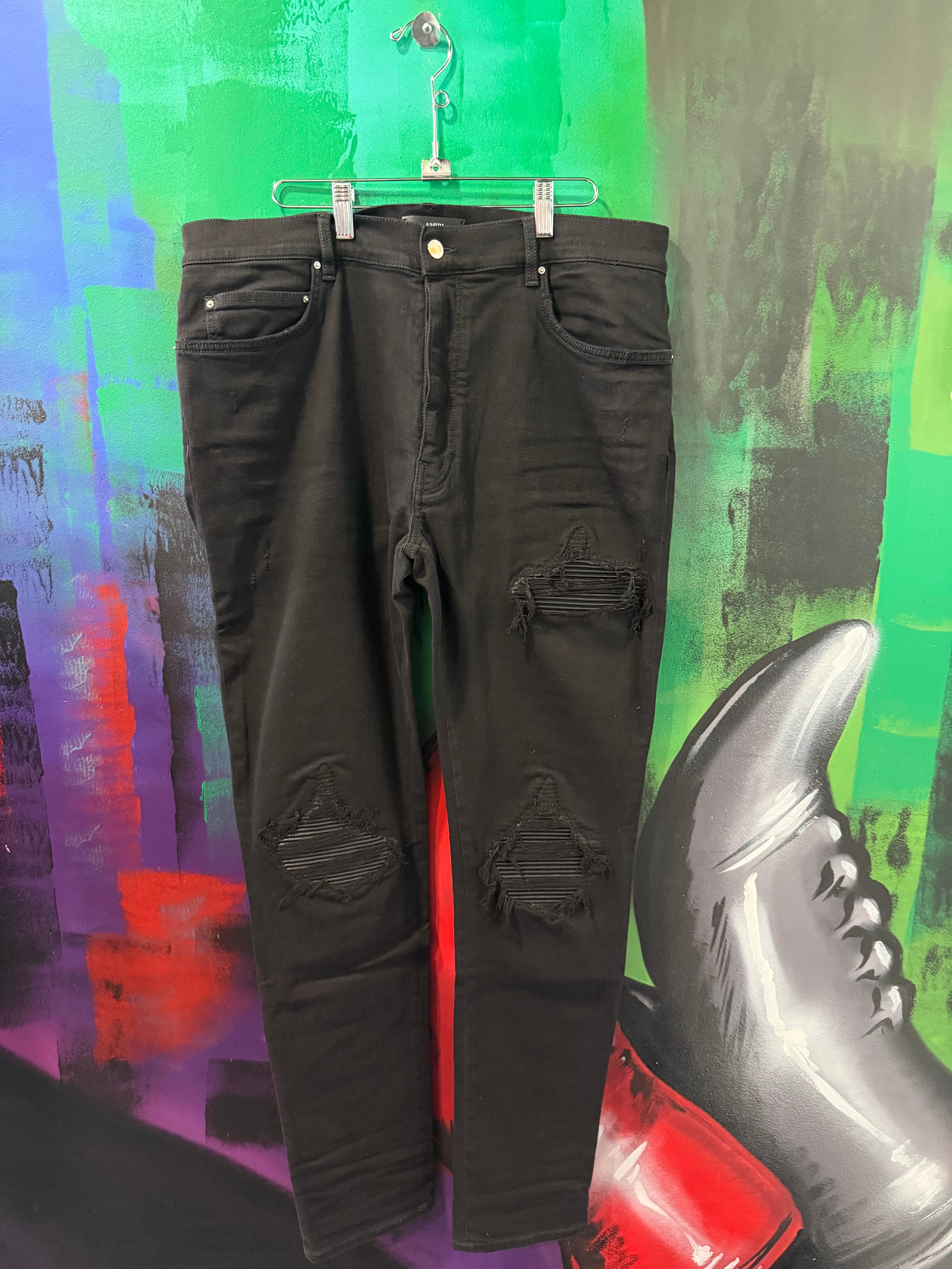 Amiri MX1 Black & Black Patch Jeans