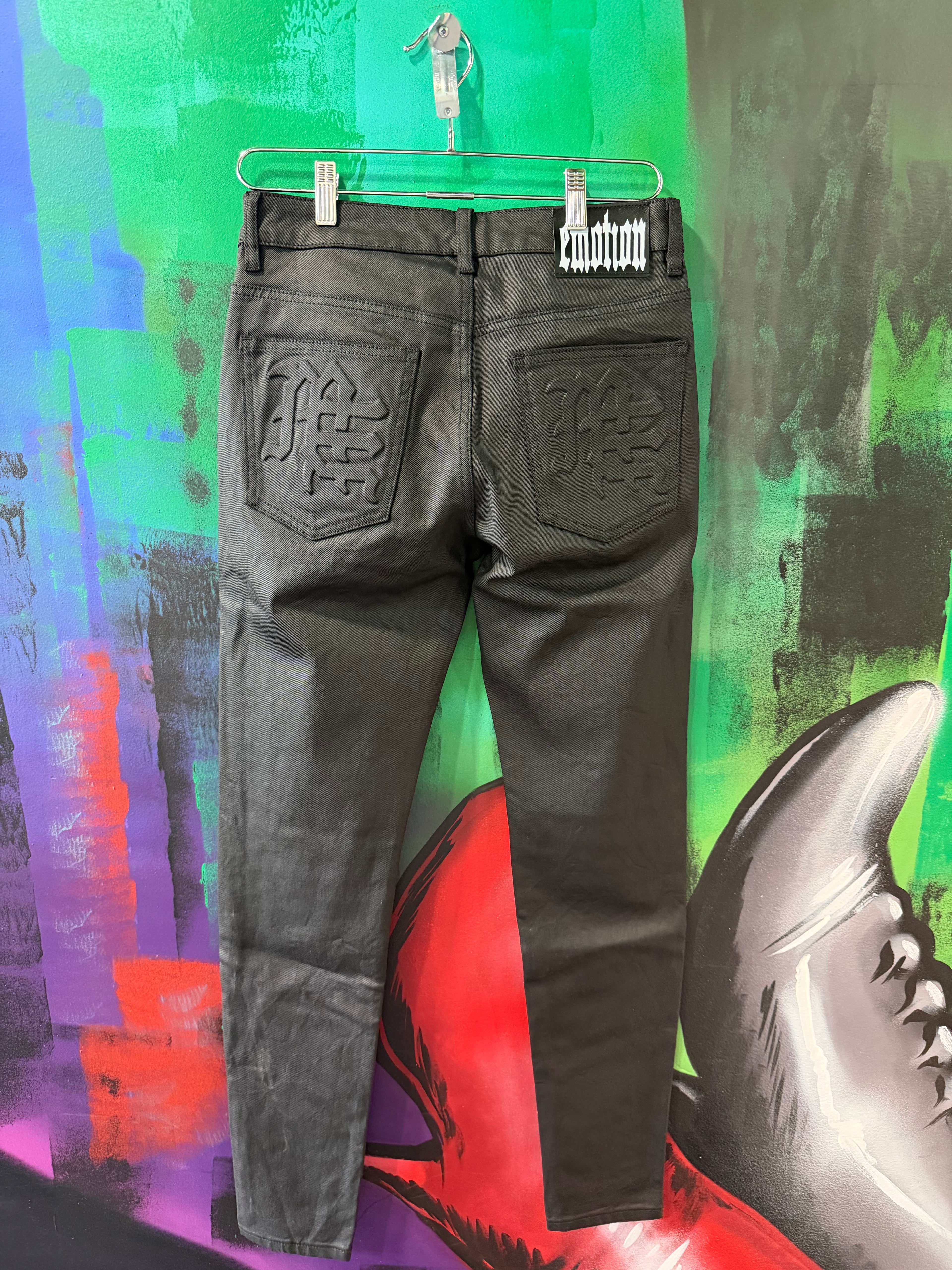 Mixed Emotion Blackout Wax Denim Jeans