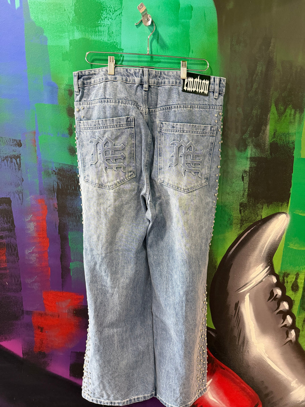 Mixed Emotion Blue Stone Baggy Jeans