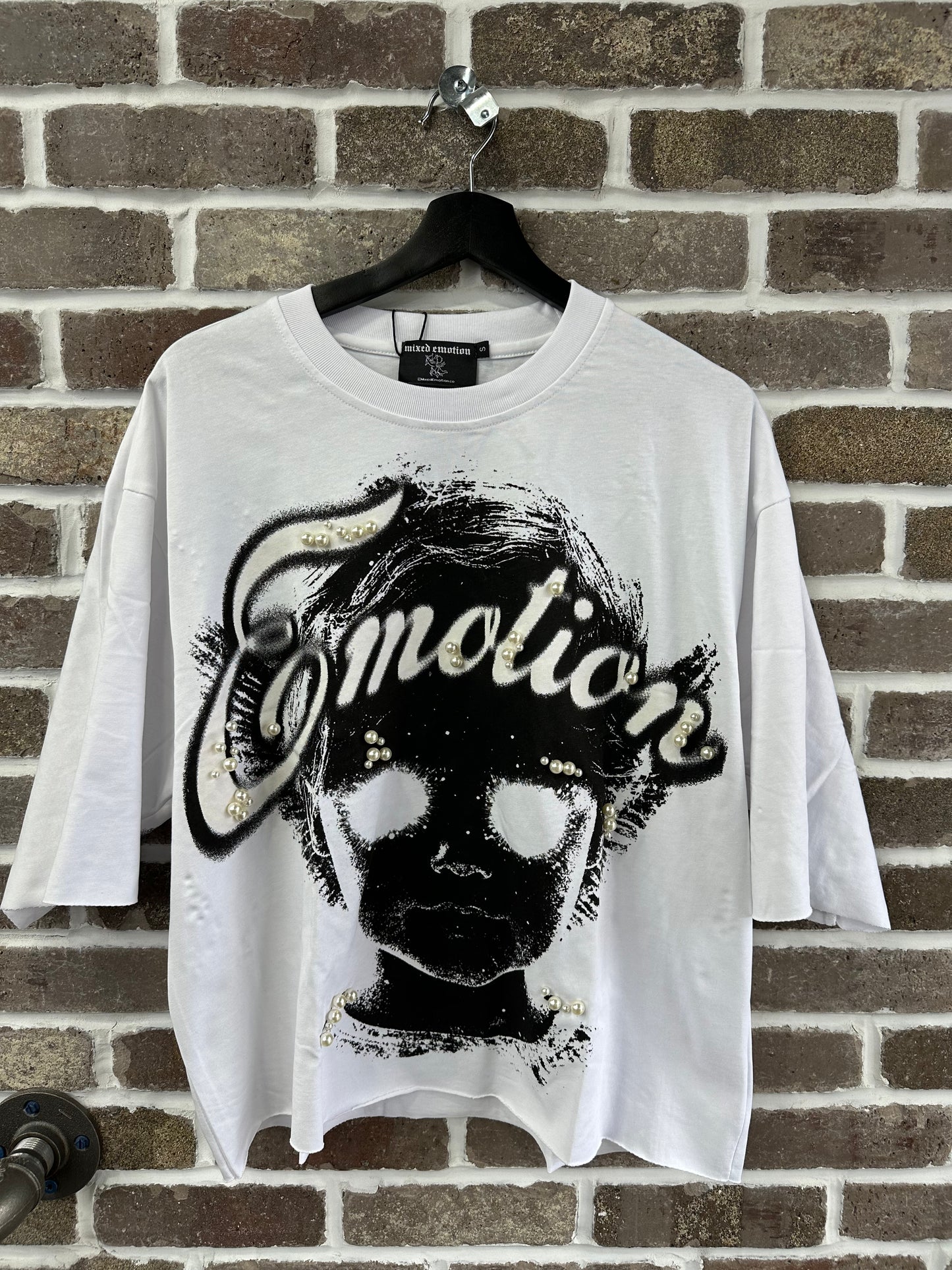 Mixed Emotion White Pearl Cropped Tee