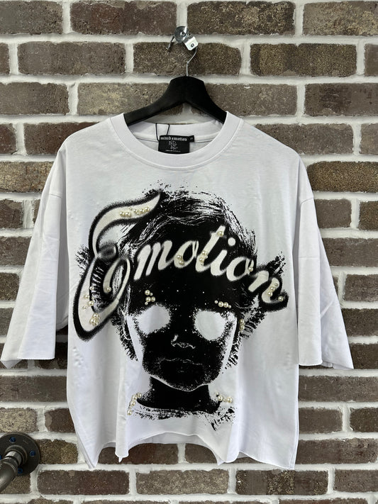 Mixed Emotion White Pearl Cropped Tee