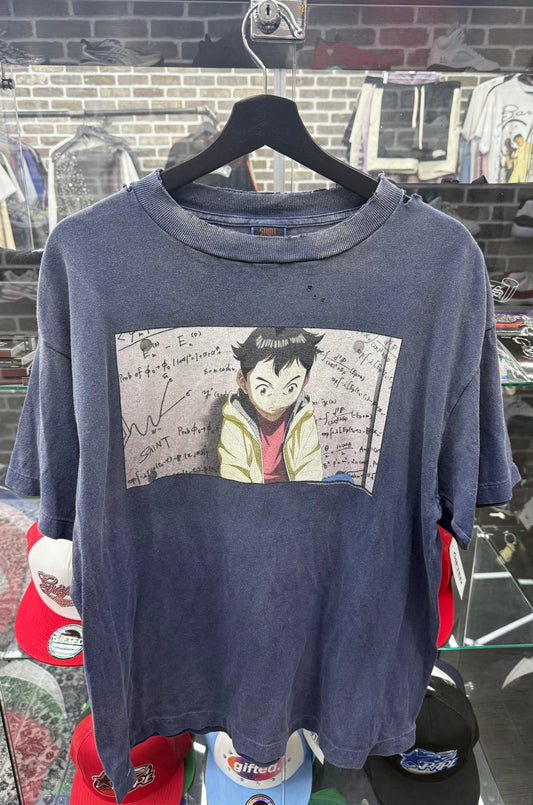 Saint Michael Distressed Pluto Navy Tee