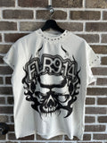 Floor914 Crimson Cutoff White Tee