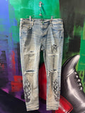 Amiri Clay Indigo Bandana Flame Jeans