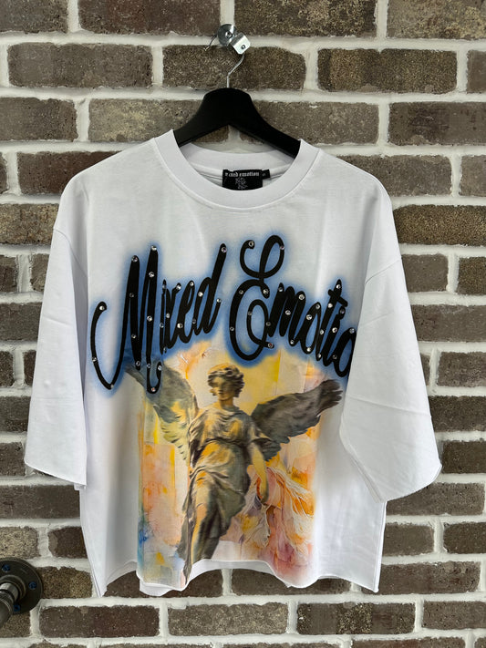 Mixed Emotion White Statue Cropped Tee